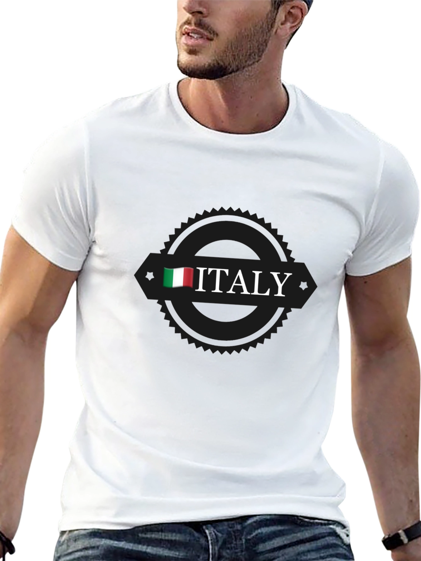 Italy Flag Graphic Black T-Shirt