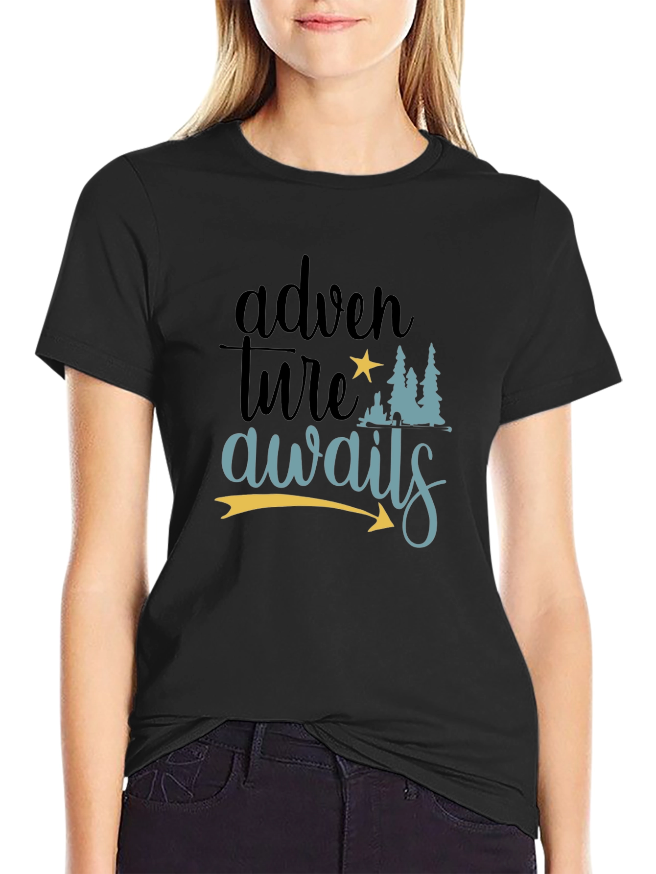 Adventure Awaits Graphic Tee - Mens Black T-Shirt