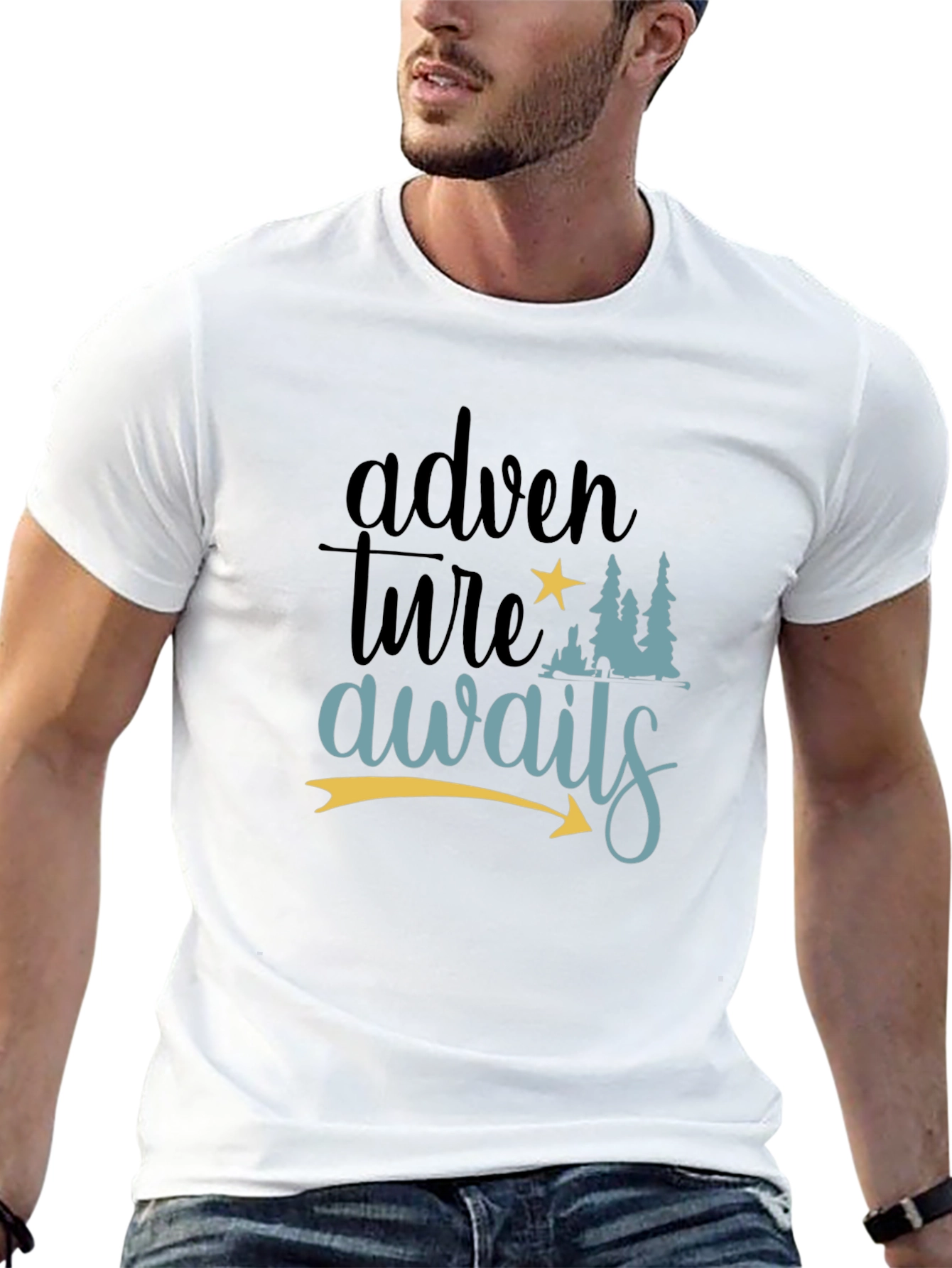 Adventure Awaits Graphic Tee - Mens Black T-Shirt