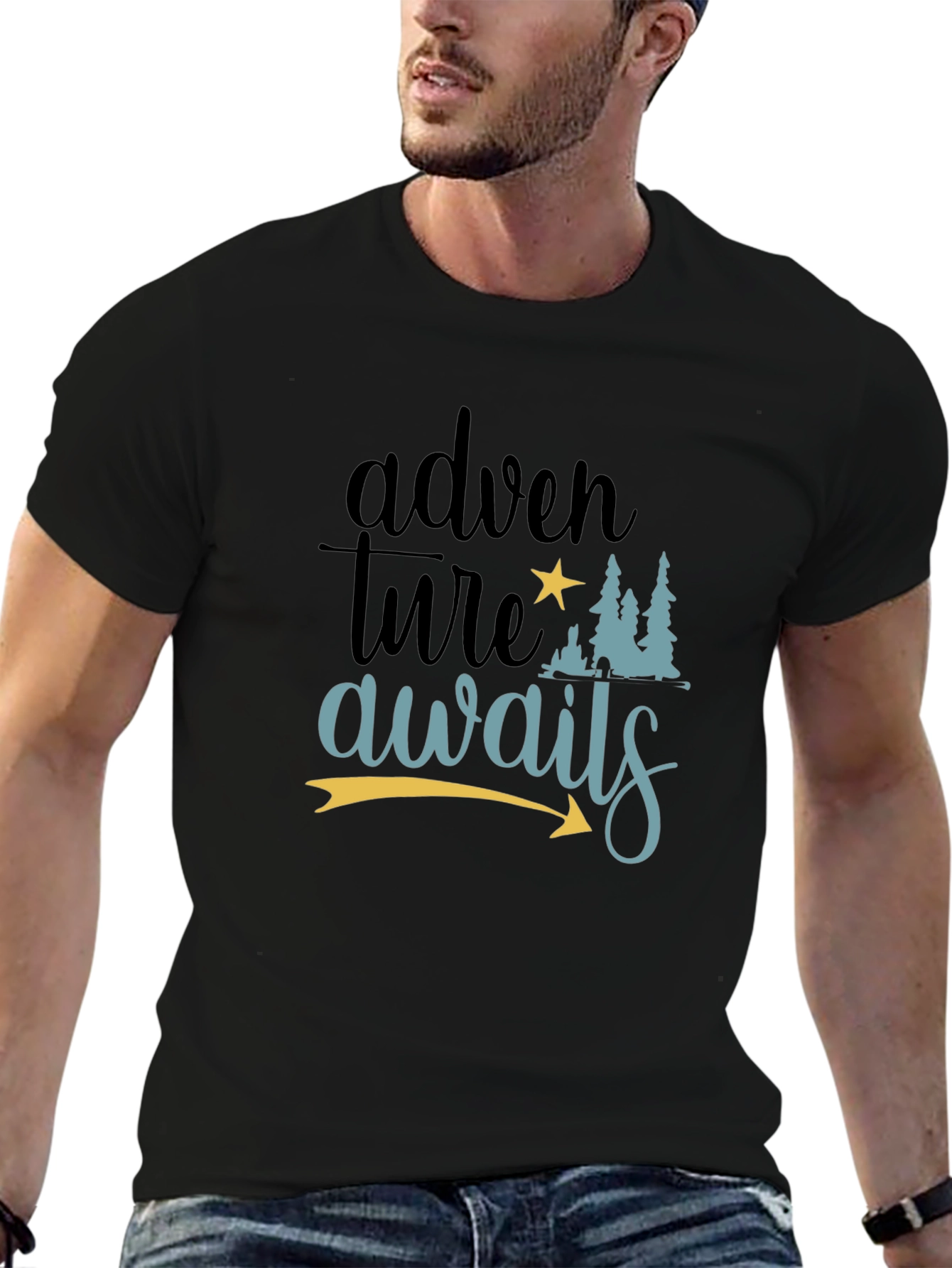 Adventure Awaits Graphic Tee - Mens Black T-Shirt