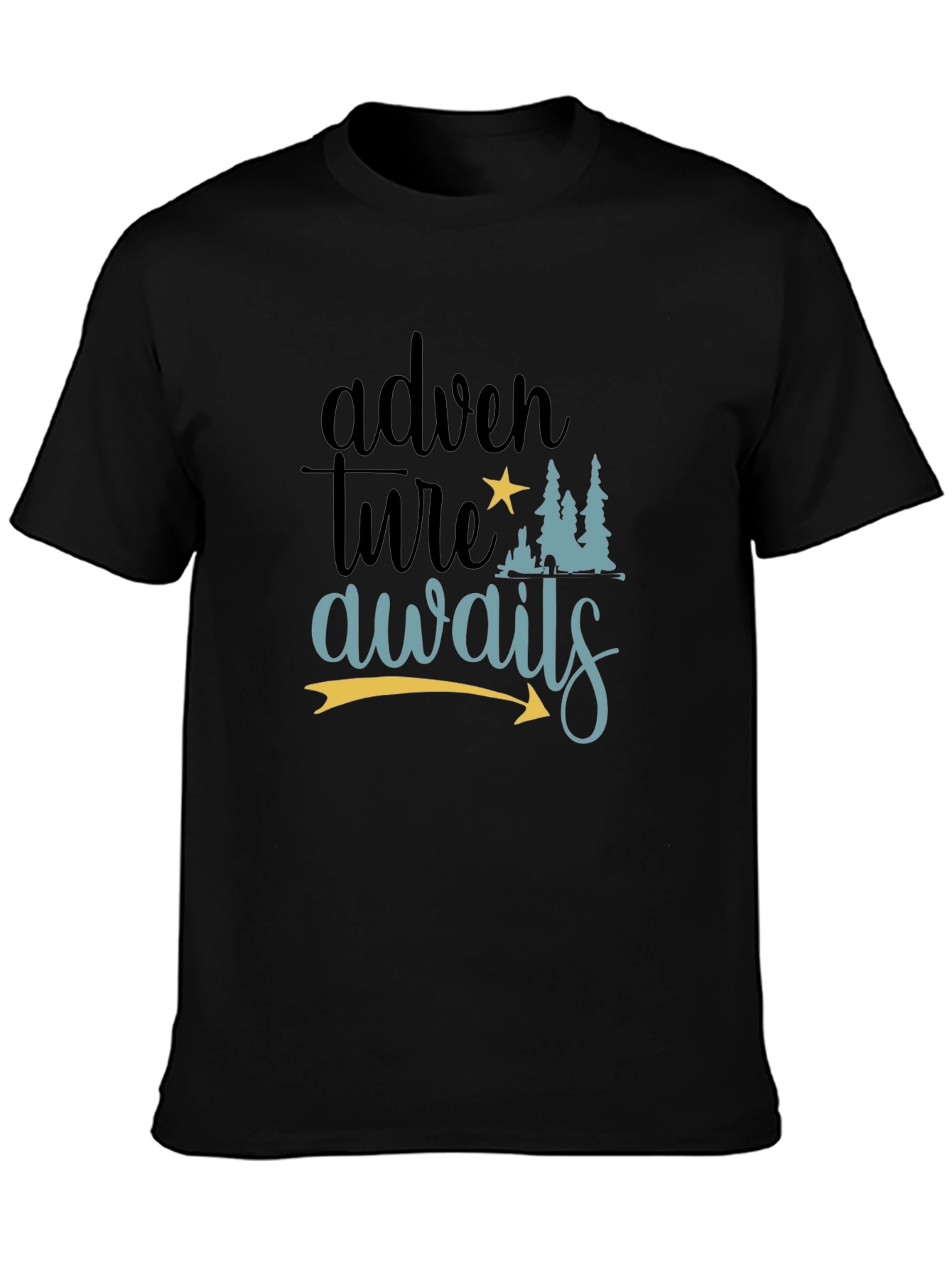 Adventure Awaits Graphic Tee - Mens Black T-Shirt