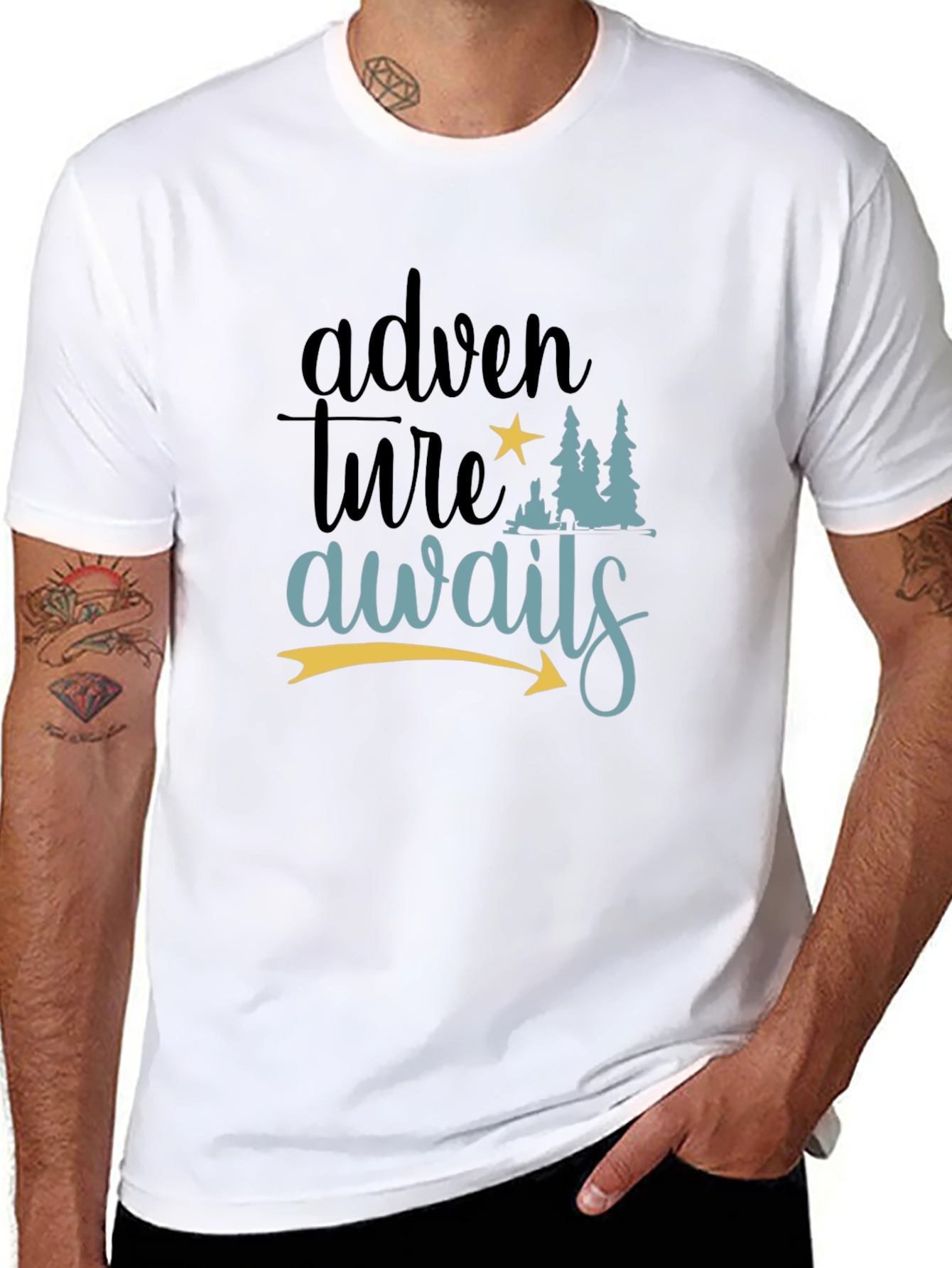 Adventure Awaits Graphic Tee - Mens Black T-Shirt