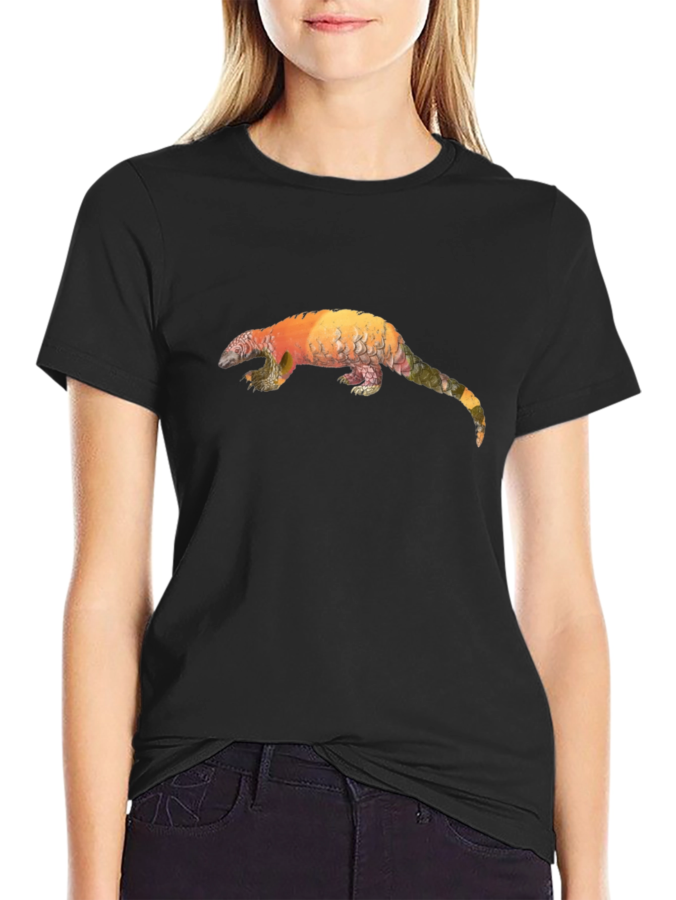 Pangolin Graphic Black T-Shirt - Unique Animal Tee