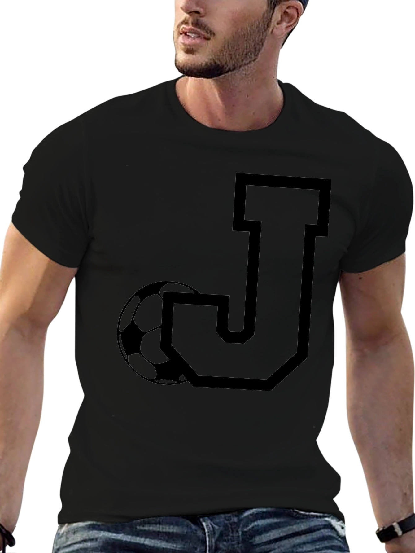 Initial J Soccer T-Shirt - Black