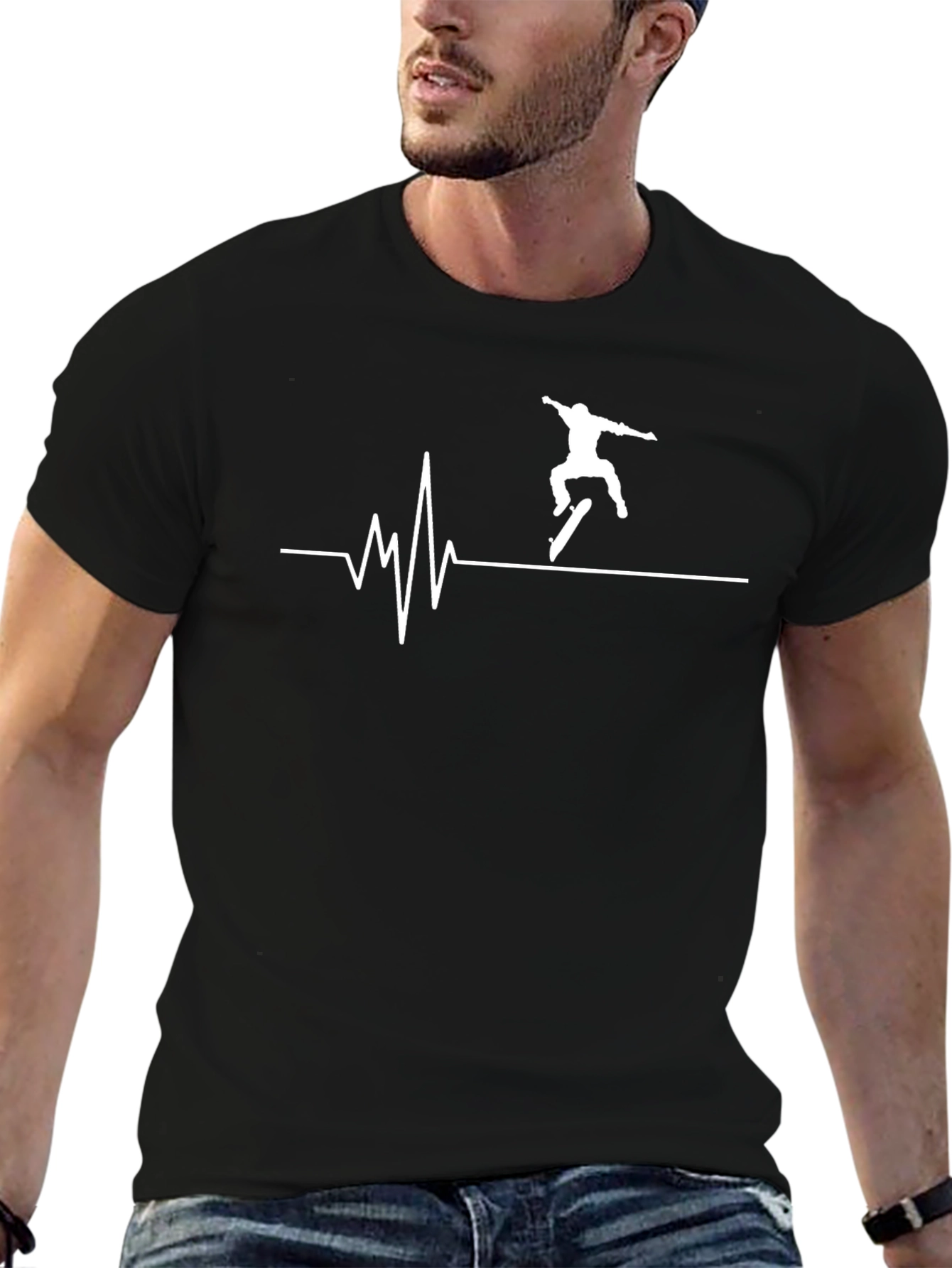 Skateboarding Heartbeat Tee - Extreme Sports T-Shirt
