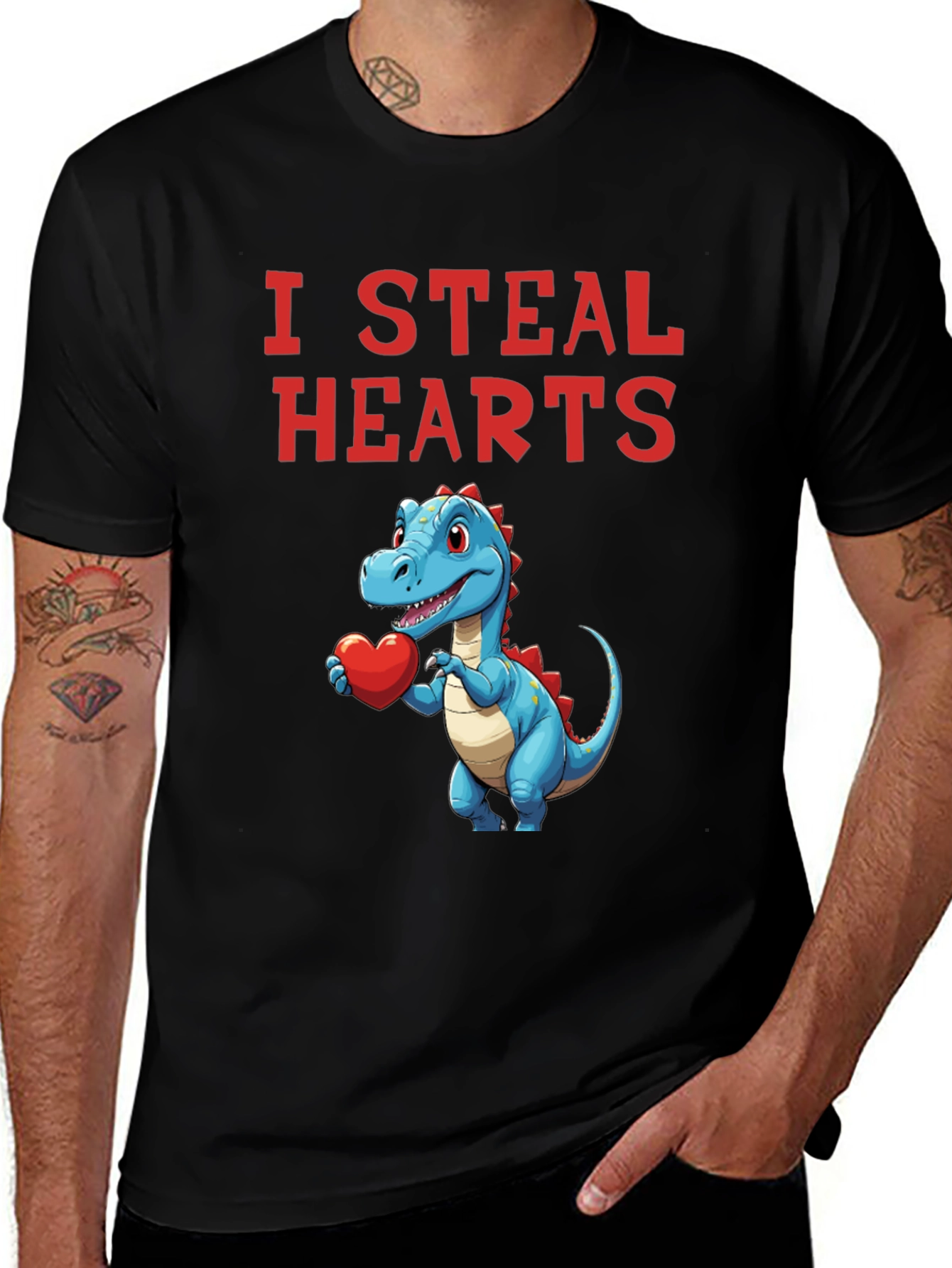 I Steal Hearts Dinosaur Valentines Day T-Shirt