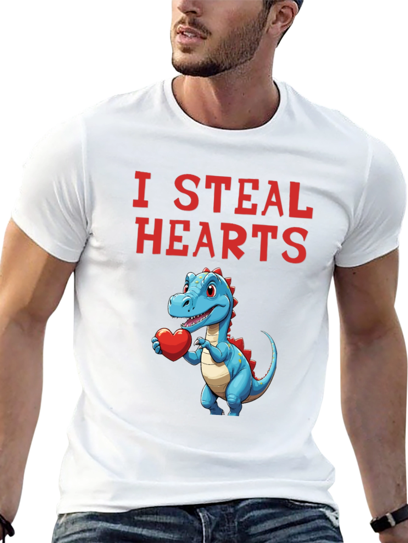 I Steal Hearts Dinosaur Valentines Day T-Shirt