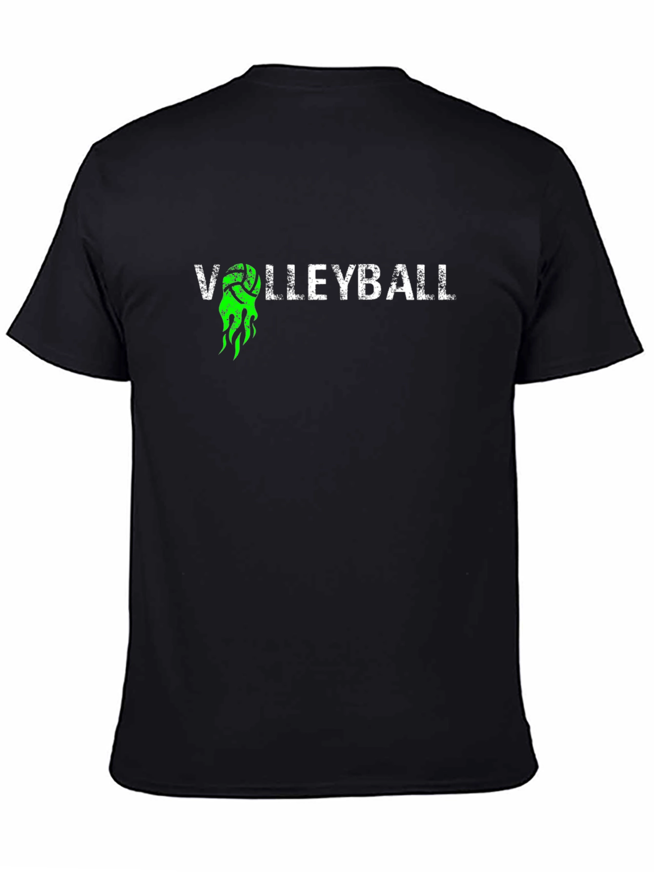 Volleyball Graphic Tee - Black Cotton T-Shirt