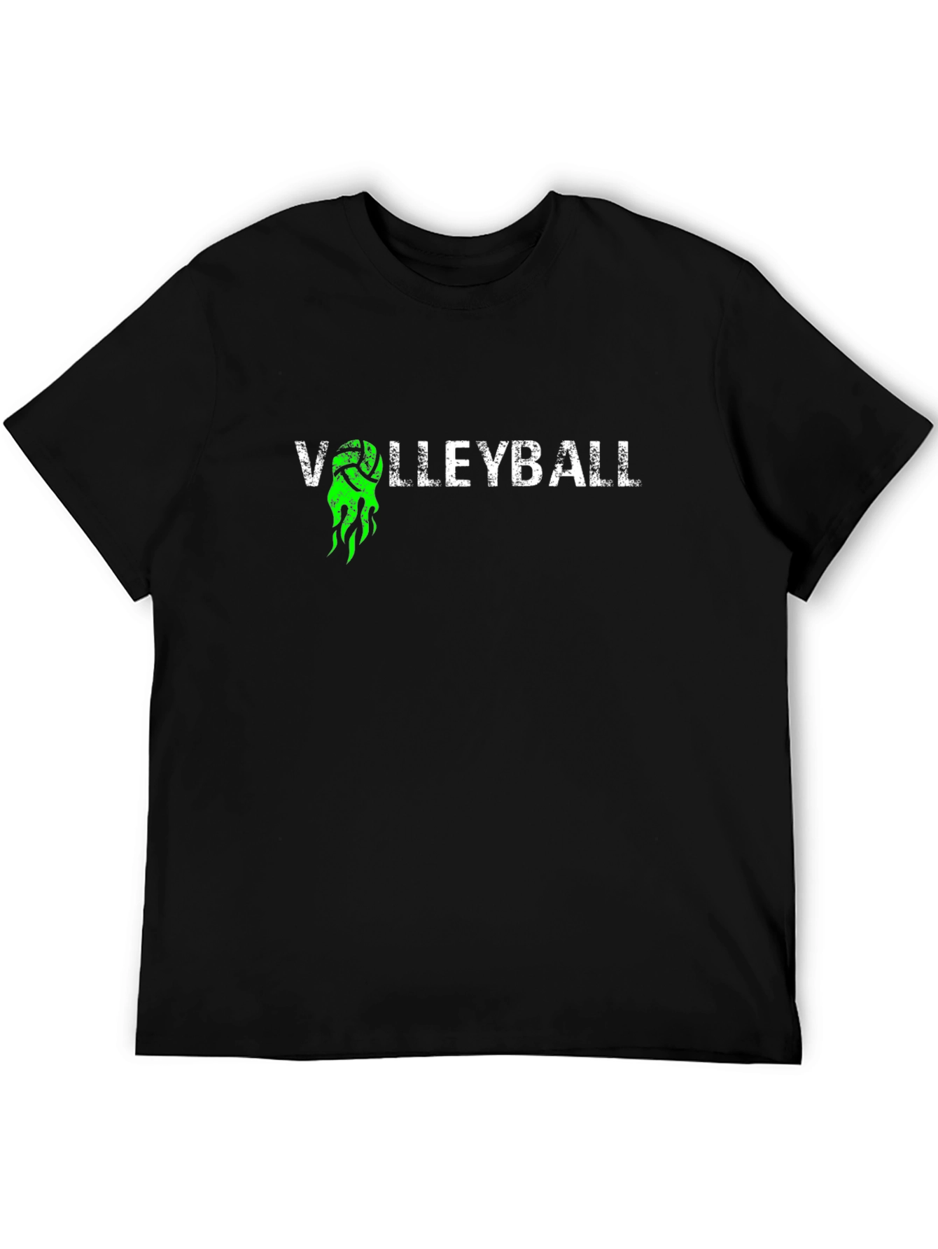 Volleyball Graphic Tee - Black Cotton T-Shirt