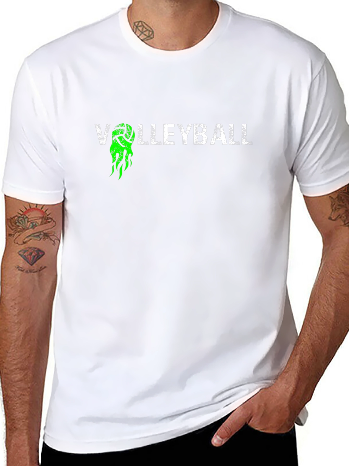Volleyball Graphic Tee - Black Cotton T-Shirt
