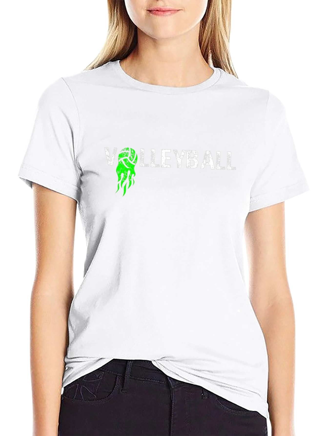 Volleyball Graphic Tee - Black Cotton T-Shirt