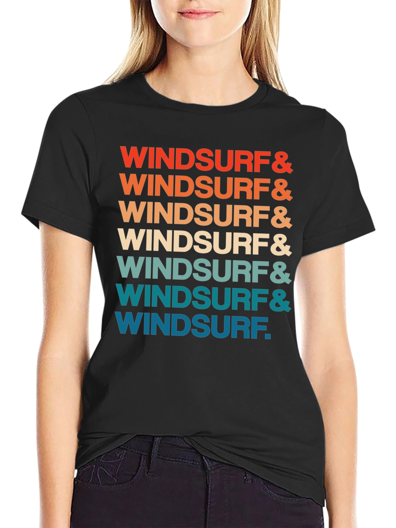 Retro Windsurf Graphic Print Crew Neck T-Shirt