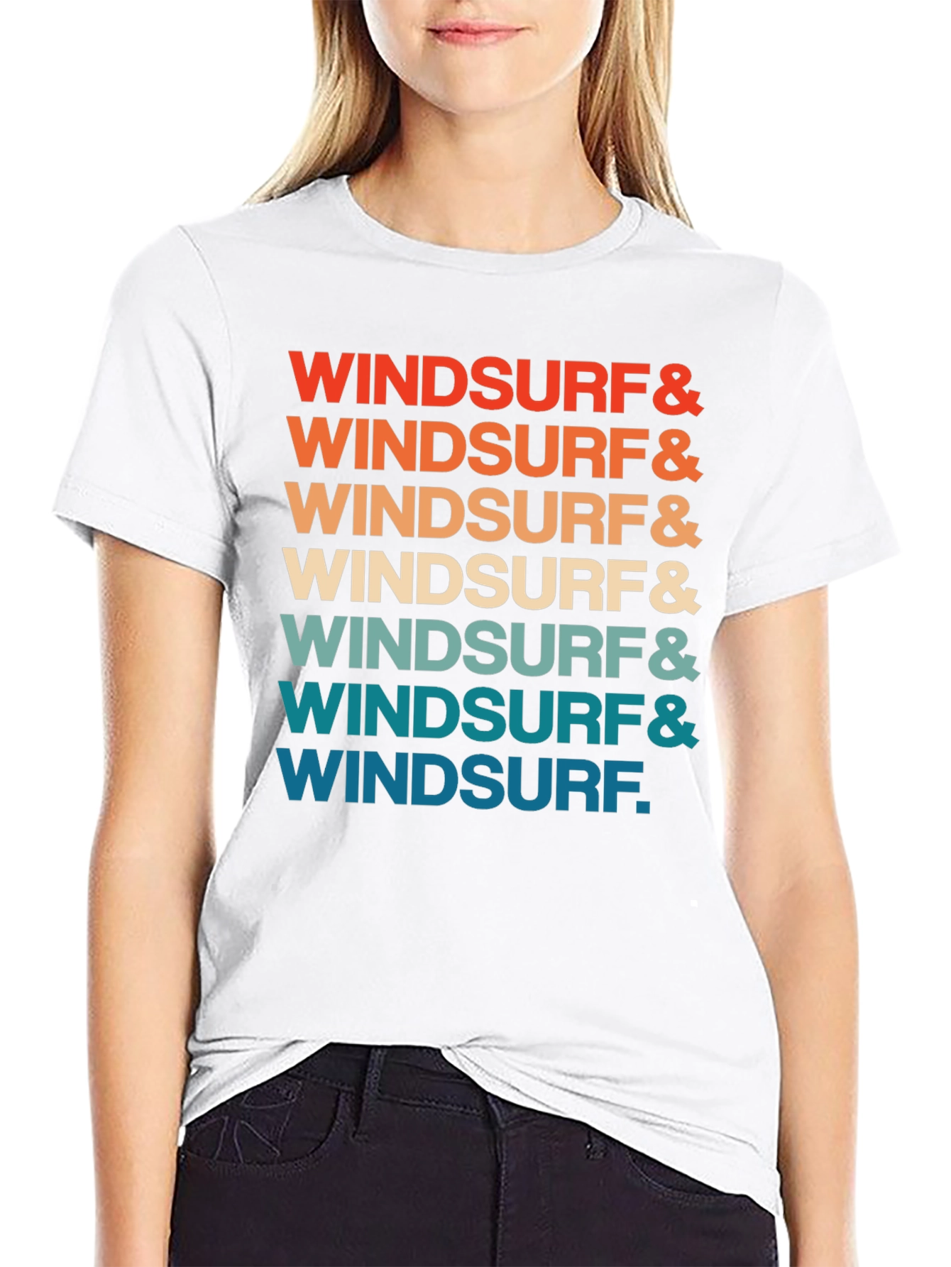 Retro Windsurf Graphic Print Crew Neck T-Shirt