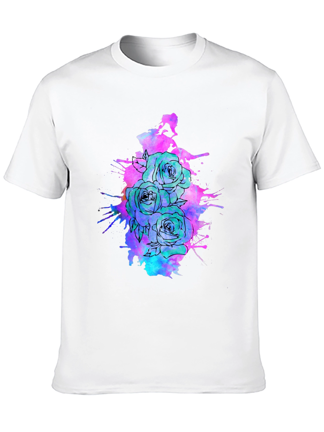Floral Ink Splatter T-Shirt - Unique Graphic Tee