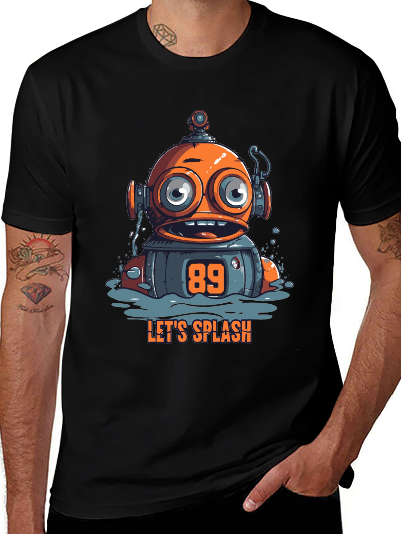 Fun Robot Graphic T-Shirt - Lets Splash!