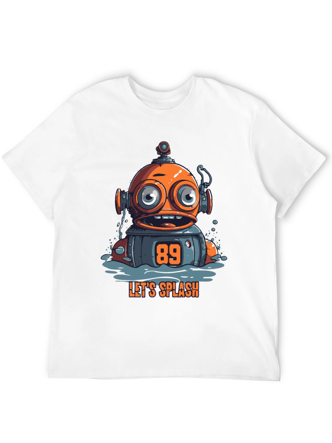 Fun Robot Graphic T-Shirt - Lets Splash!