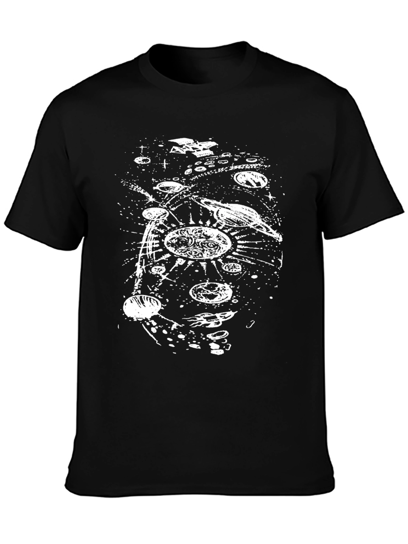 Galaxy Graphic Tee - Black Cotton Universe T-Shirt