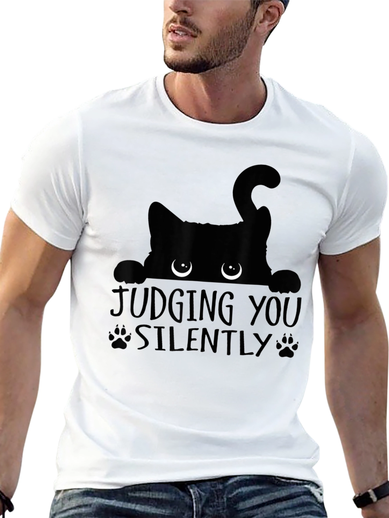 Judging You Silently Black Cat Graphic Tee