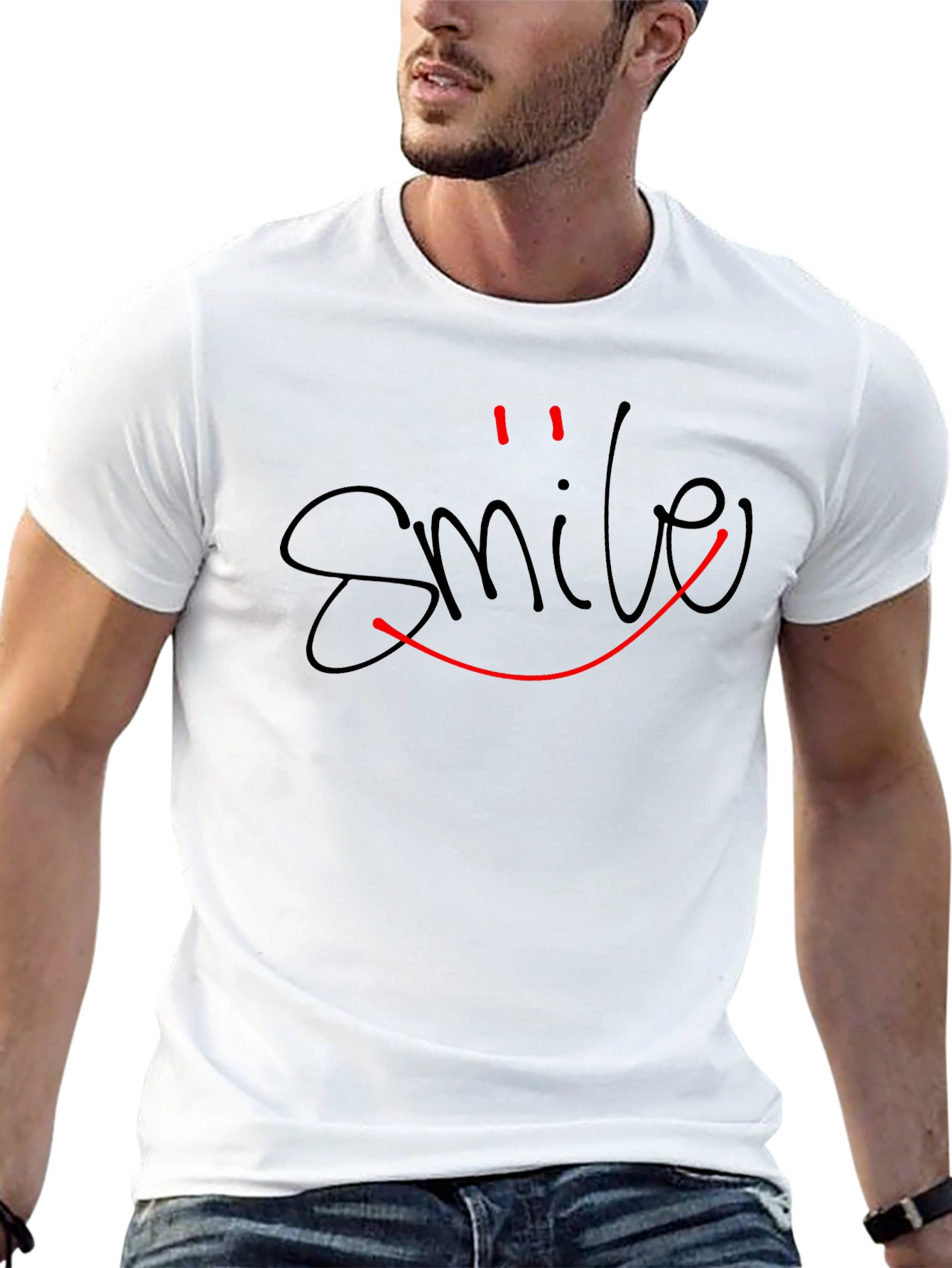 Smile Graphic Tee - Classic Black Cotton T-Shirt
