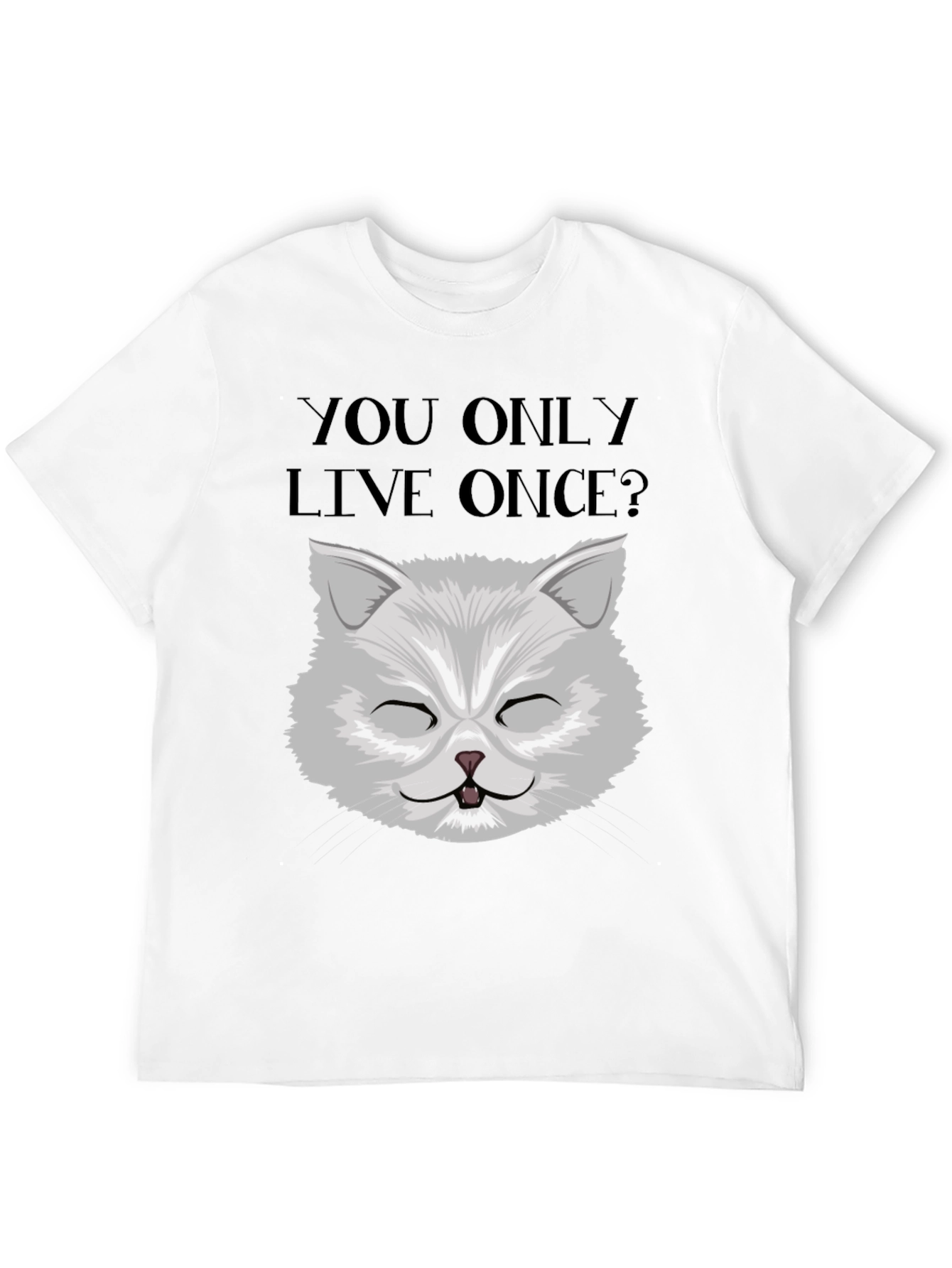 YOLO Cat Graphic Tee - Unisex Black Cotton T-Shirt