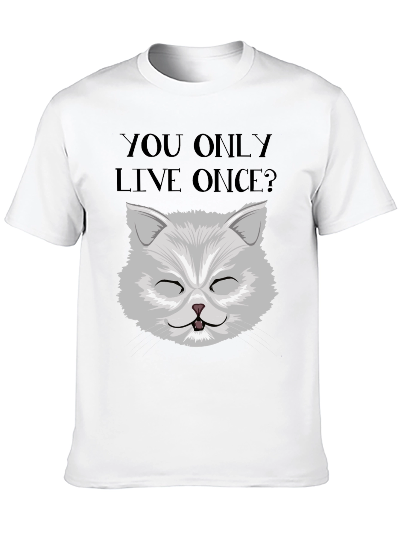 YOLO Cat Graphic Tee - Unisex Black Cotton T-Shirt