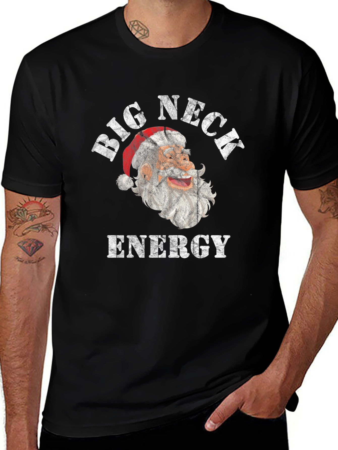 Big Neck Energy Santa Christmas Graphic Tee