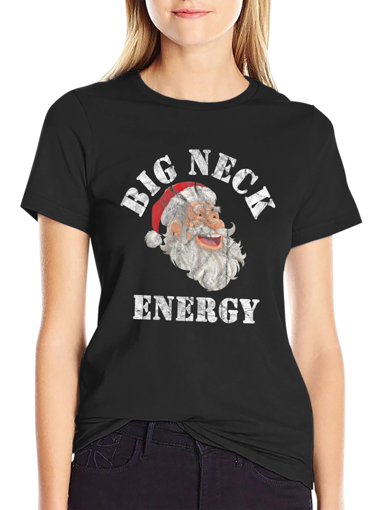 Big Neck Energy Santa Christmas Graphic Tee