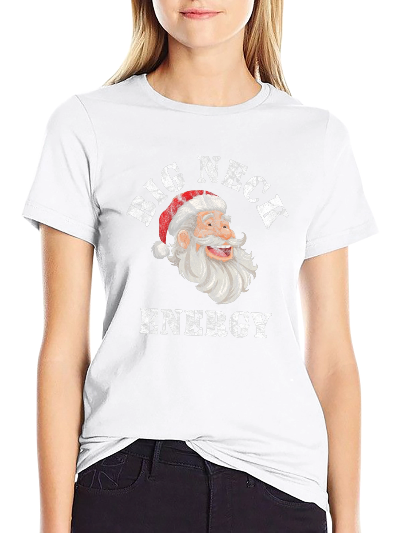Big Neck Energy Santa Christmas Graphic Tee