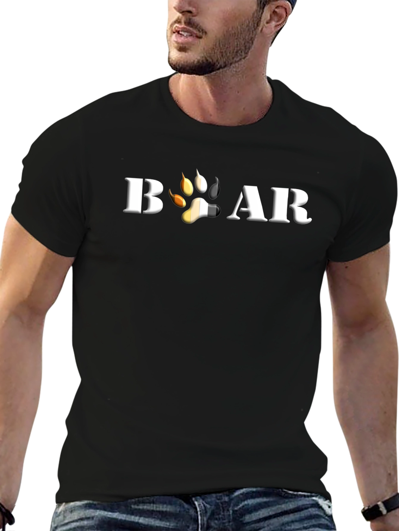 Bear Pride Paw Print T-Shirt - Black