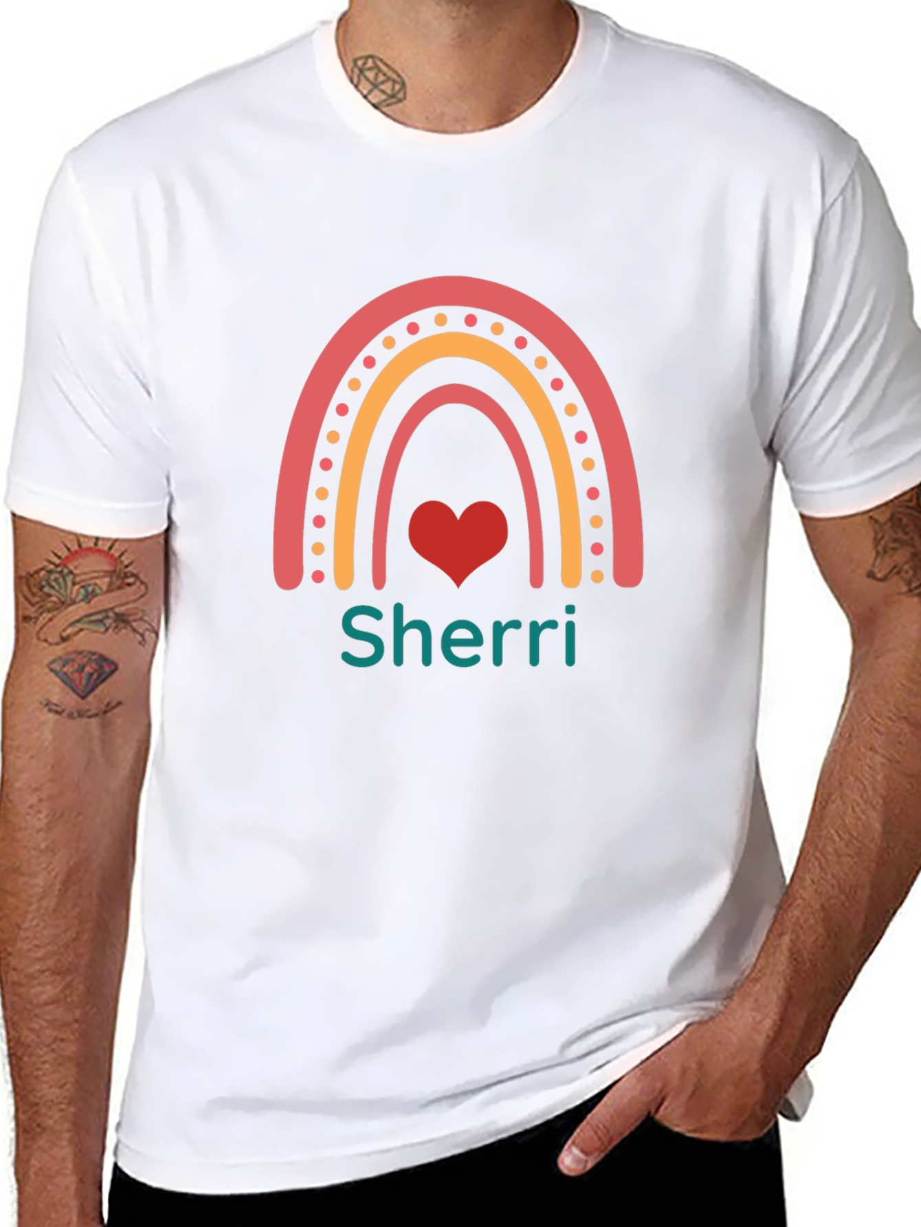 Personalized Rainbow Heart T-Shirt - Sherri Custom Name Tee
