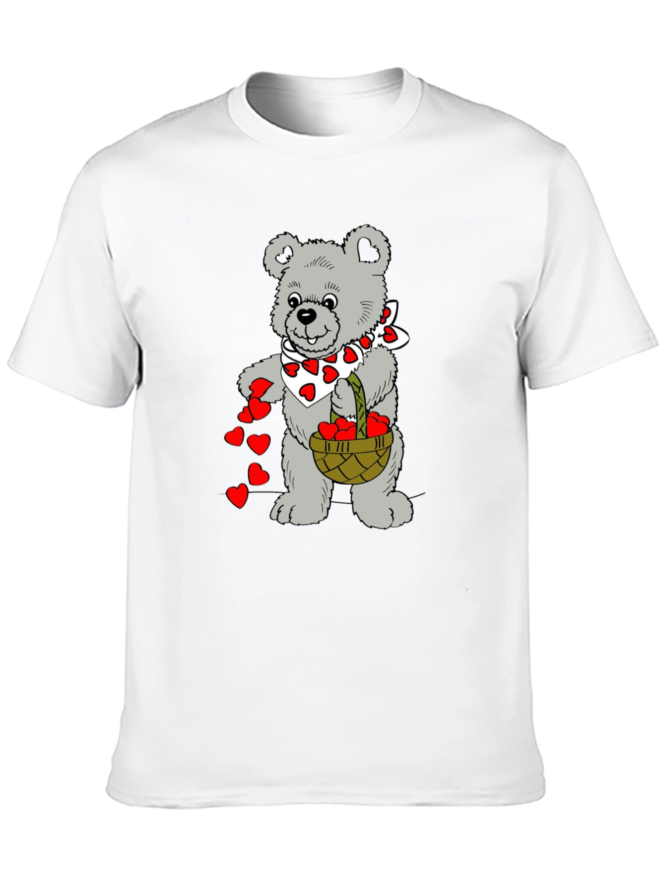 Teddy Bear Hearts Graphic T-Shirt - Black