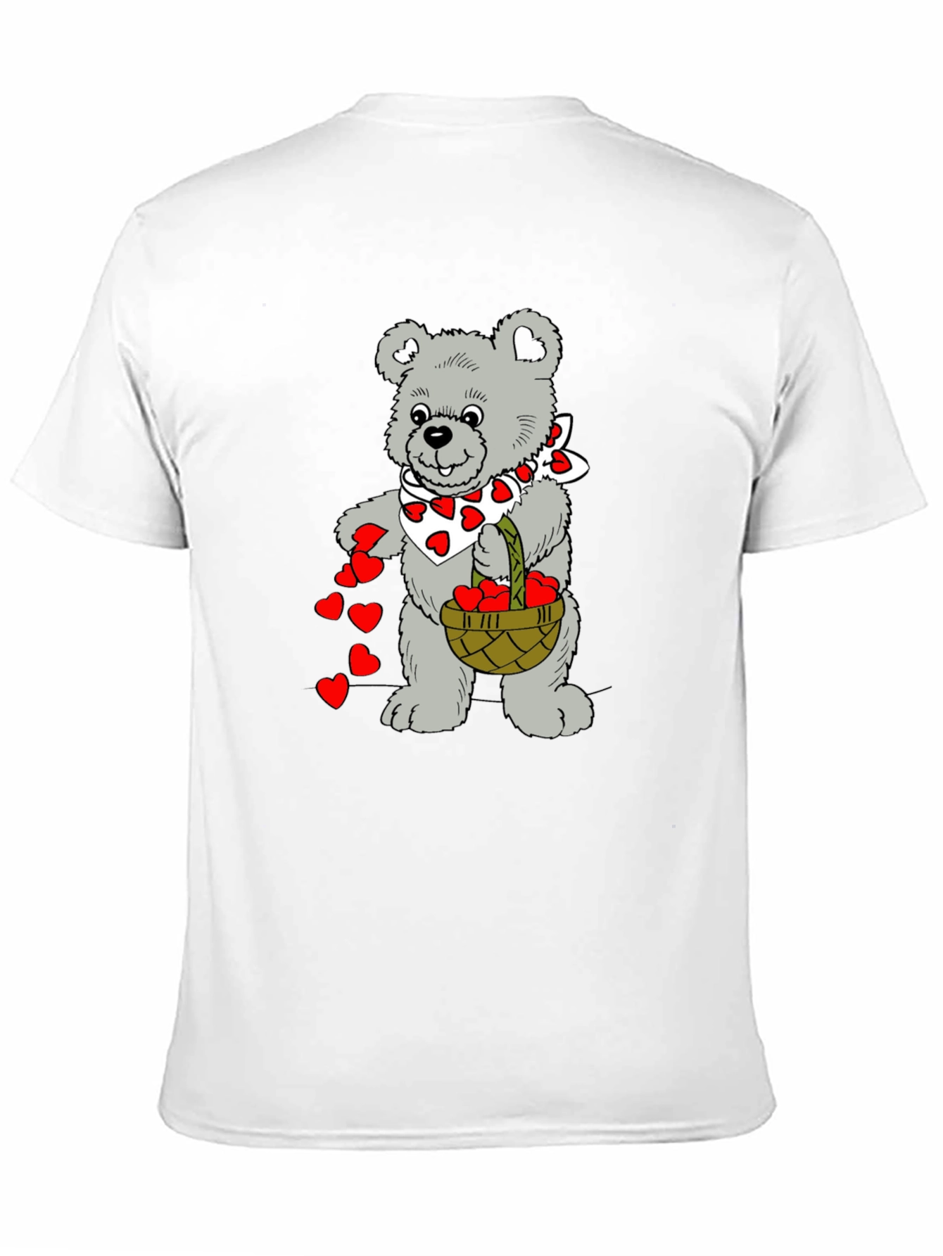 Teddy Bear Hearts Graphic T-Shirt - Black