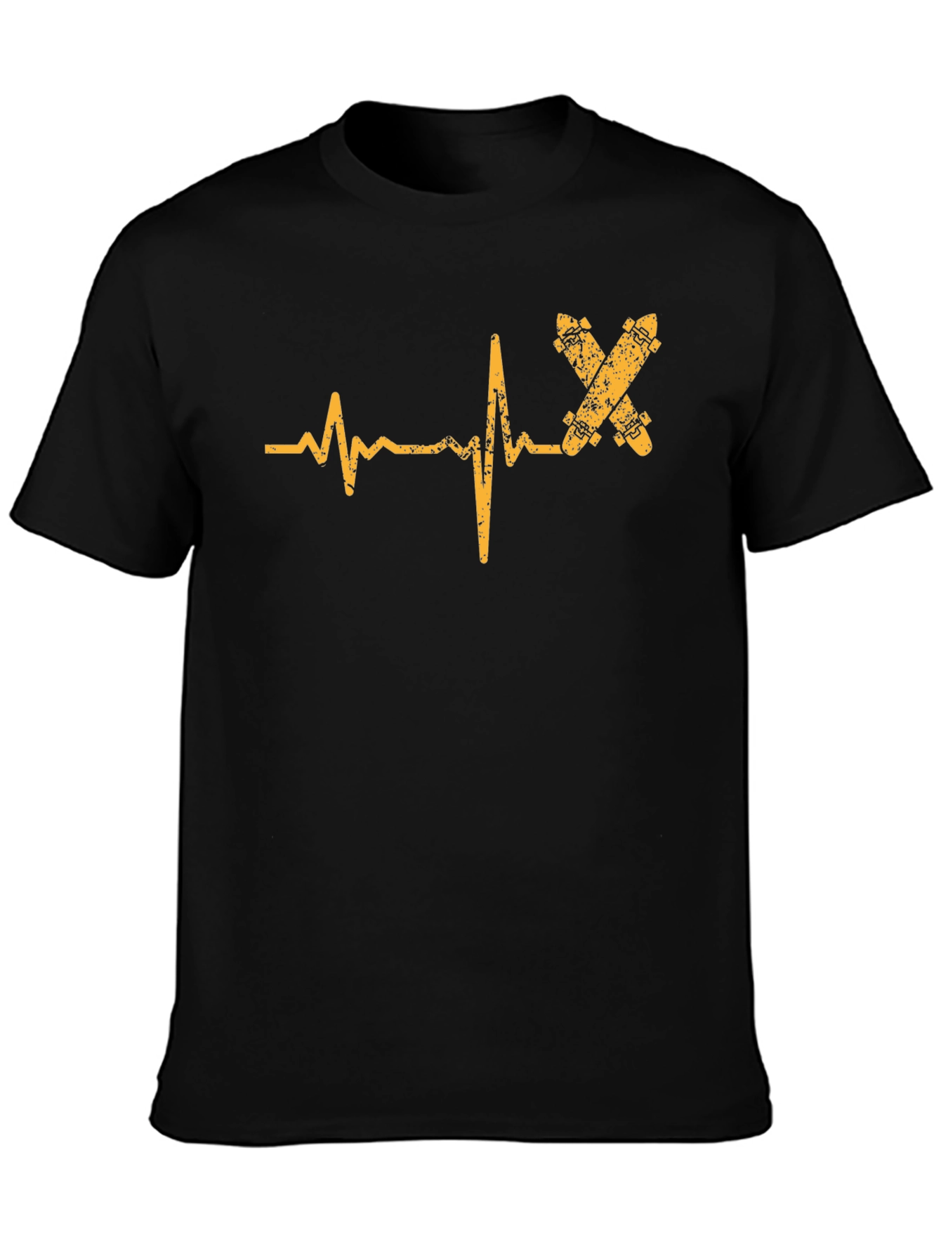 Skateboard Heartbeat T-Shirt - Black