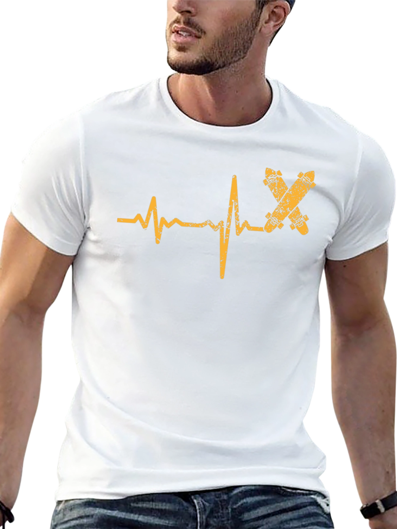 Skateboard Heartbeat T-Shirt - Black