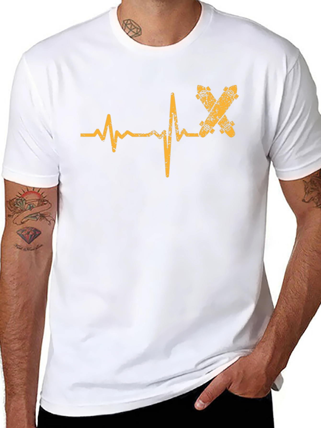 Skateboard Heartbeat T-Shirt - Black