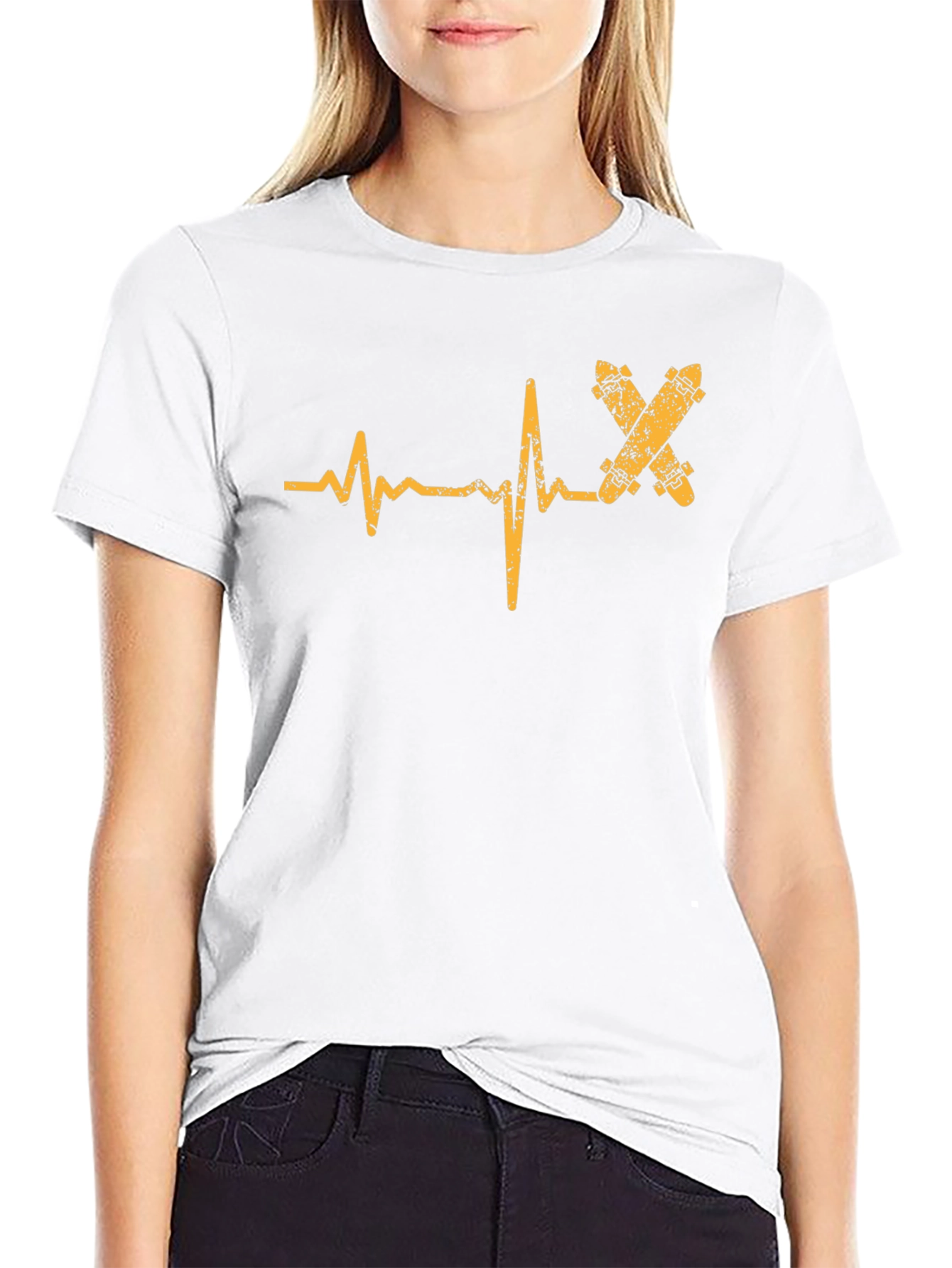 Skateboard Heartbeat T-Shirt - Black