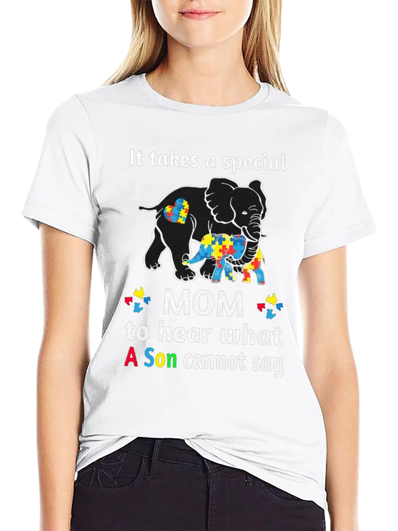 Autism Awareness Mom Elephant T-Shirt