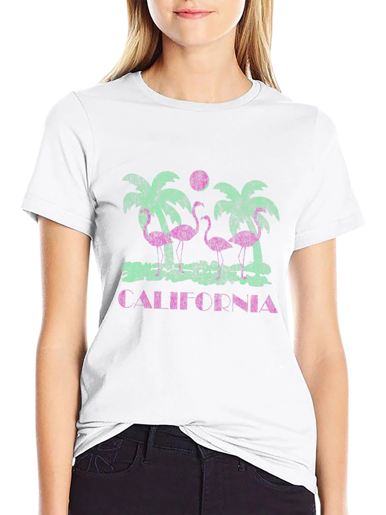California Flamingo Palm Tree Graphic Tee