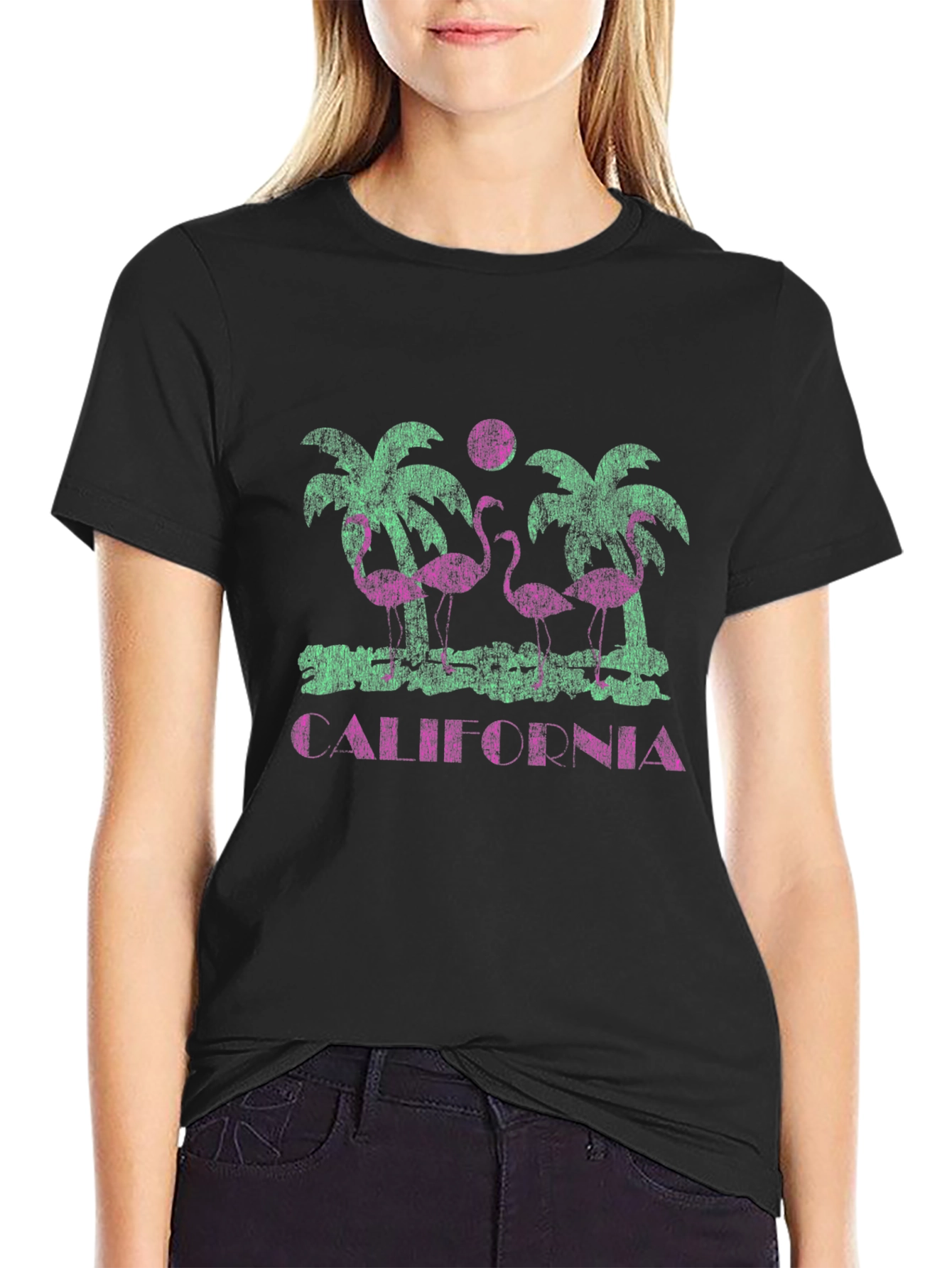 California Flamingo Palm Tree Graphic Tee