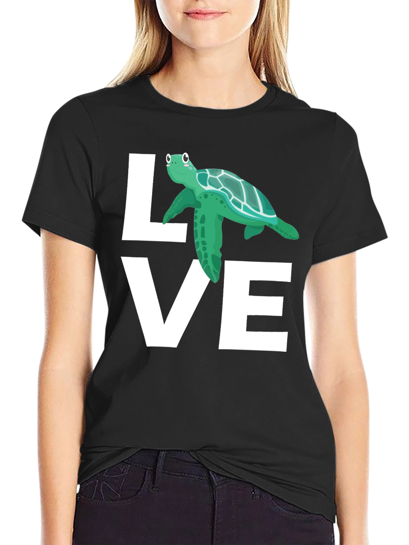 Love Turtle Graphic T-Shirt - Black