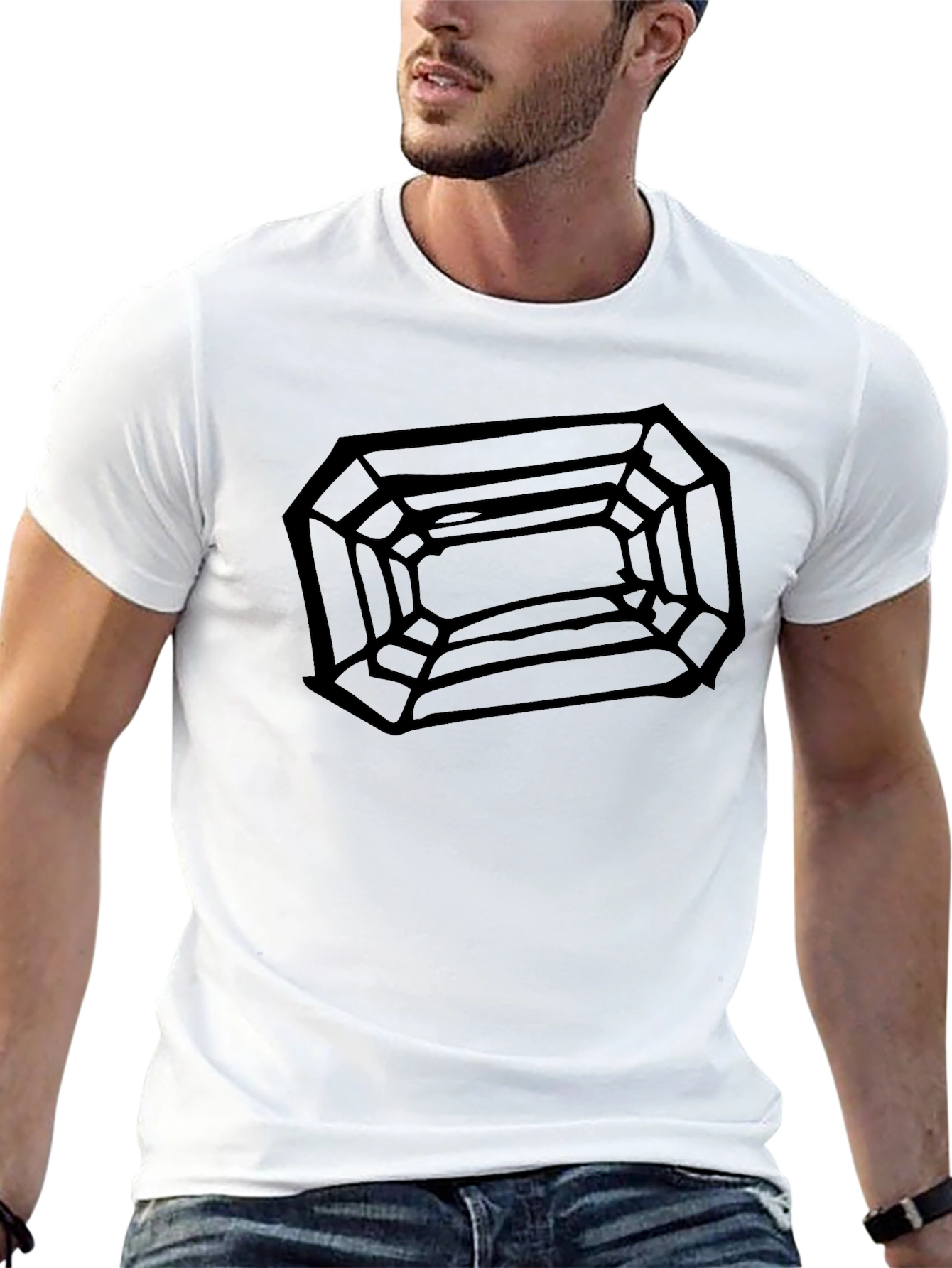 Geometric Diamond Web Graphic Tee - Mens Black T-Shirt
