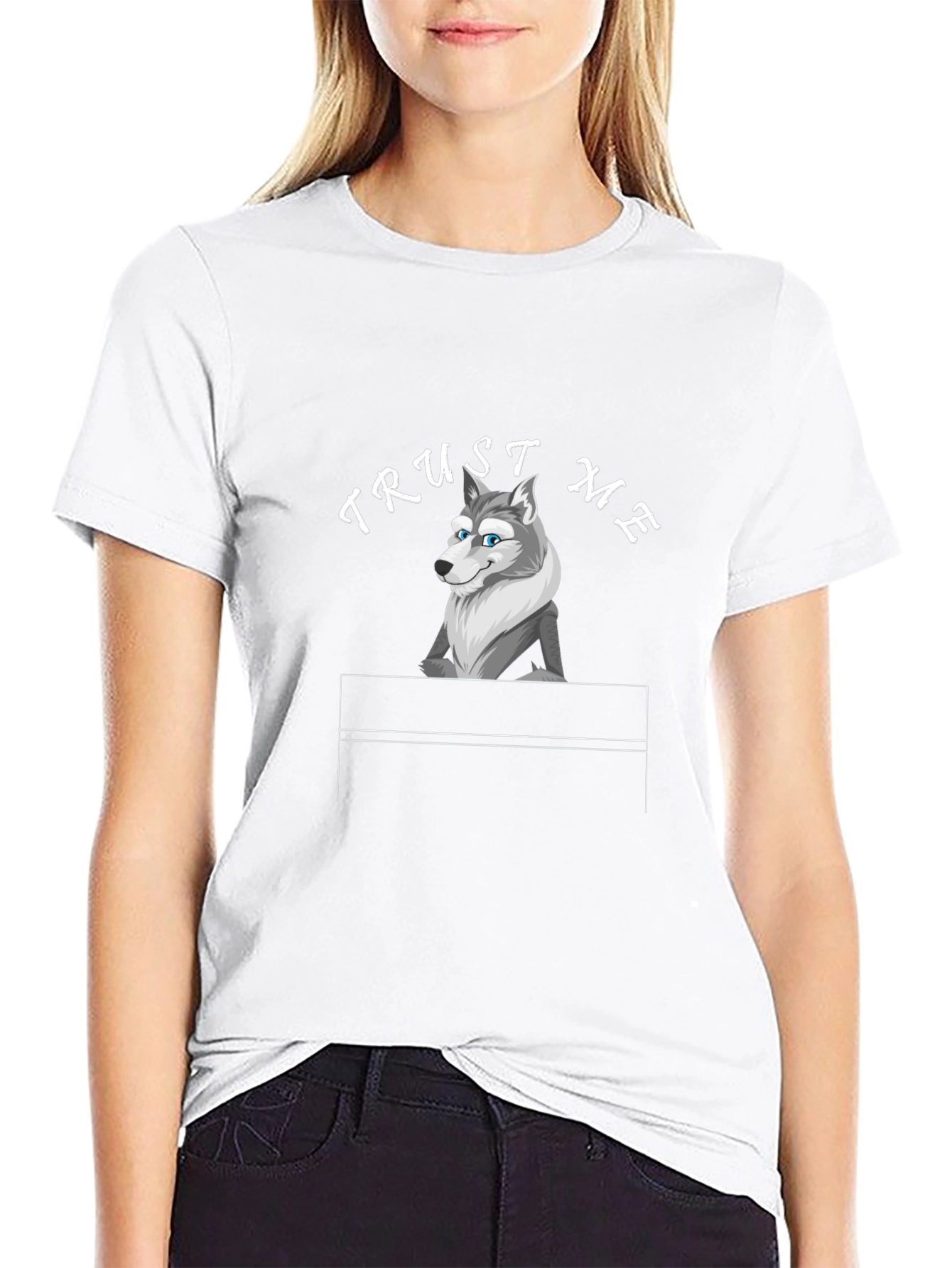 Trust Me Wolf Graphic Tee - Black Cotton T-Shirt