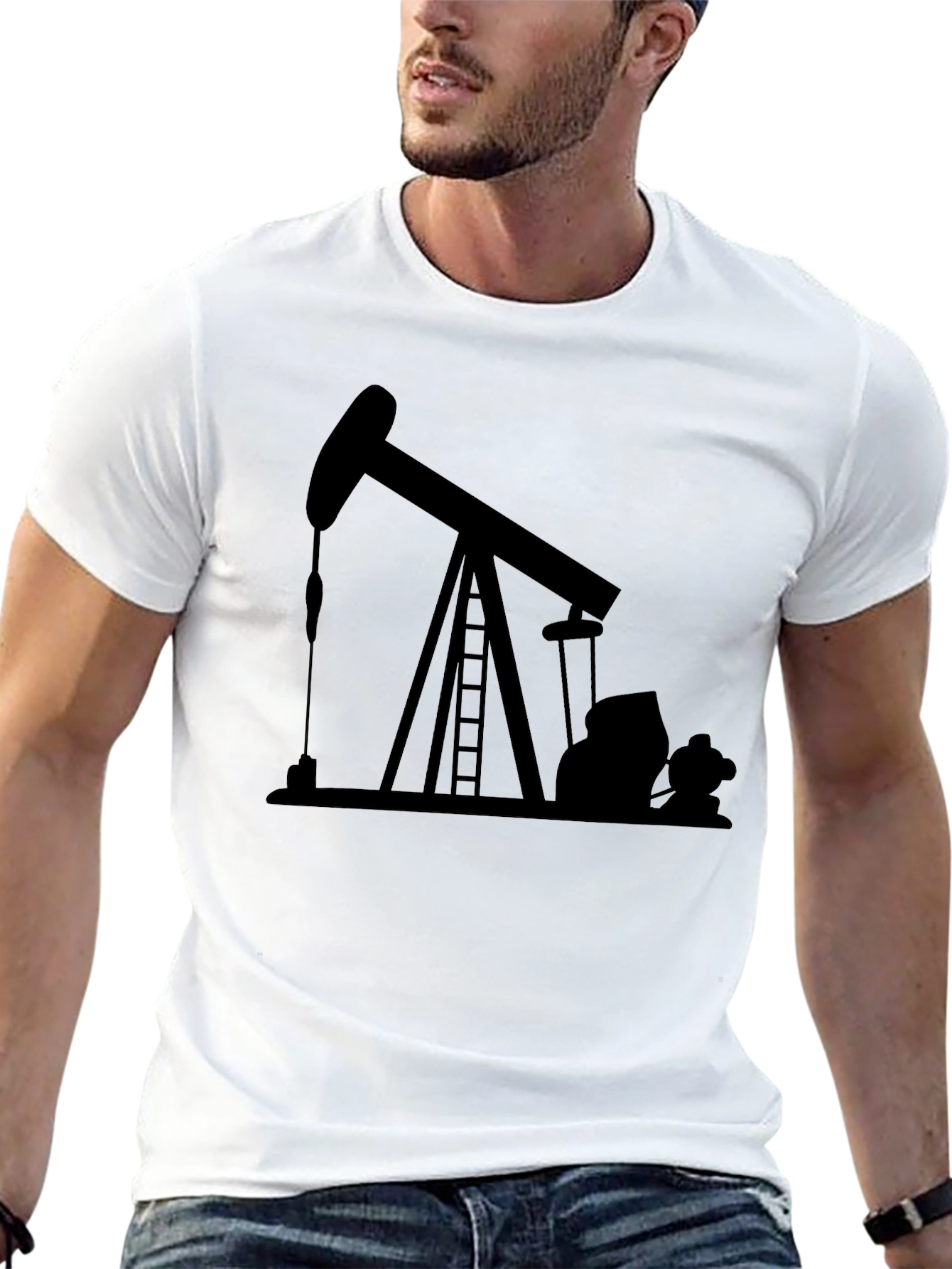 Oil Derrick Graphic T-Shirt - Black