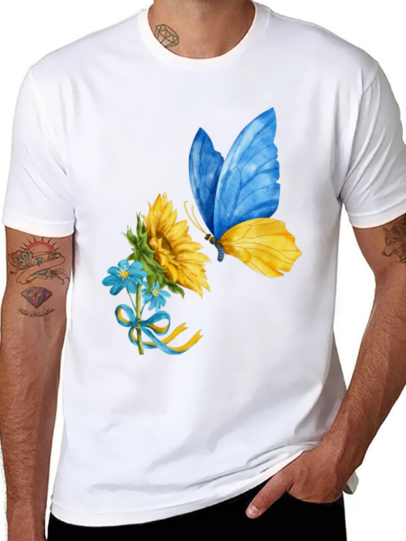 Ukraine Butterfly Sunflower Graphic Tee