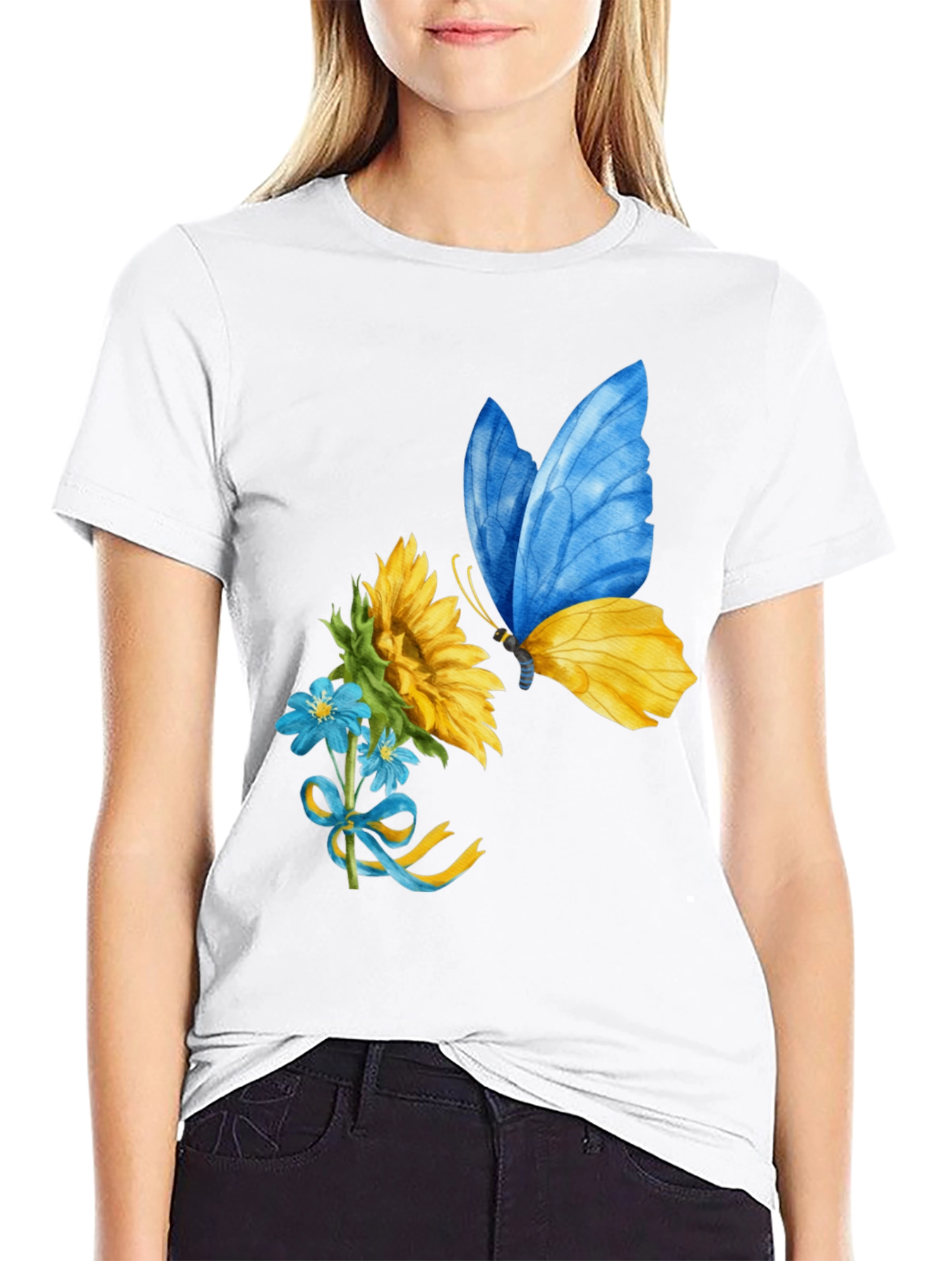 Ukraine Butterfly Sunflower Graphic Tee