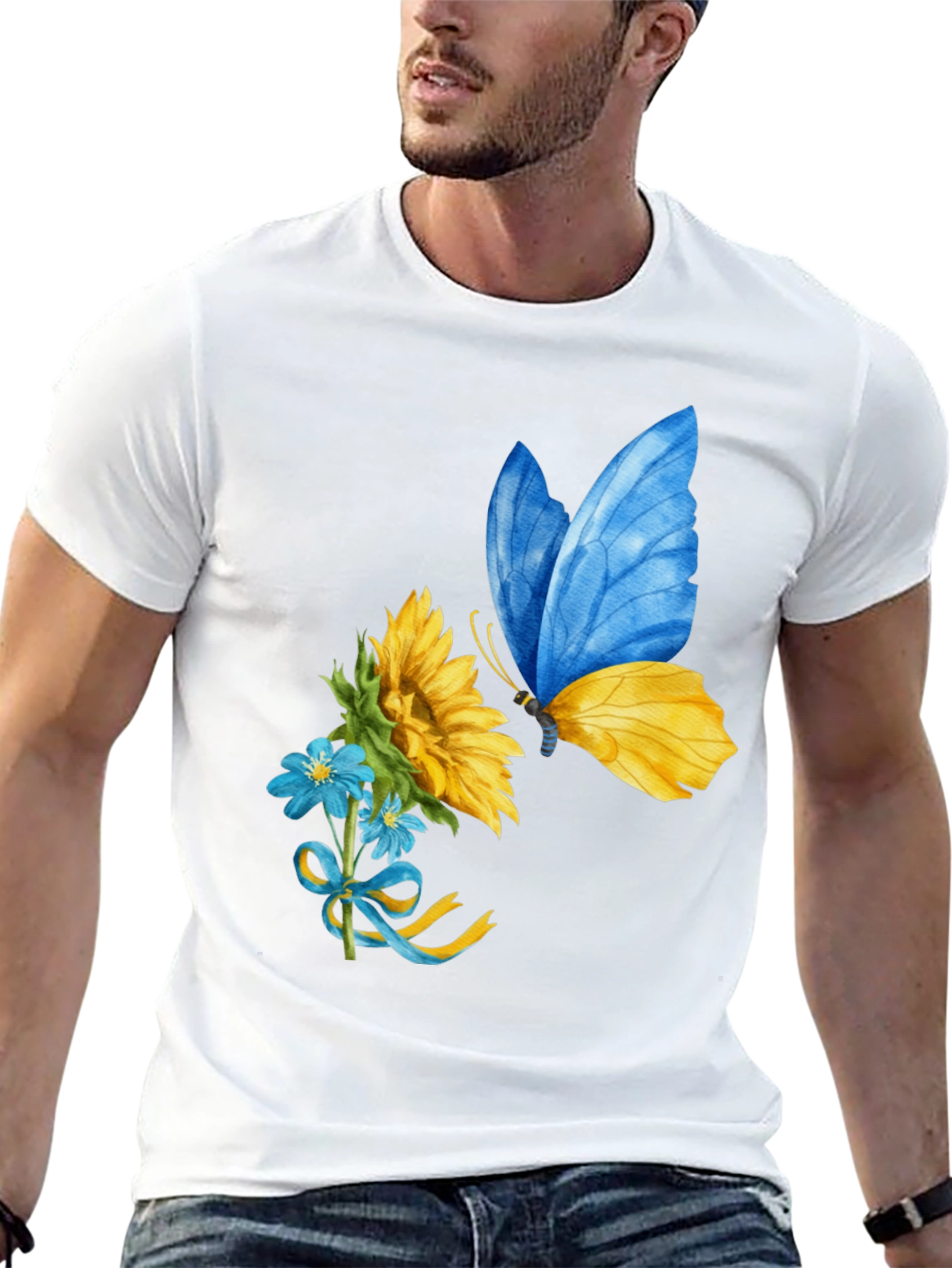 Ukraine Butterfly Sunflower Graphic Tee