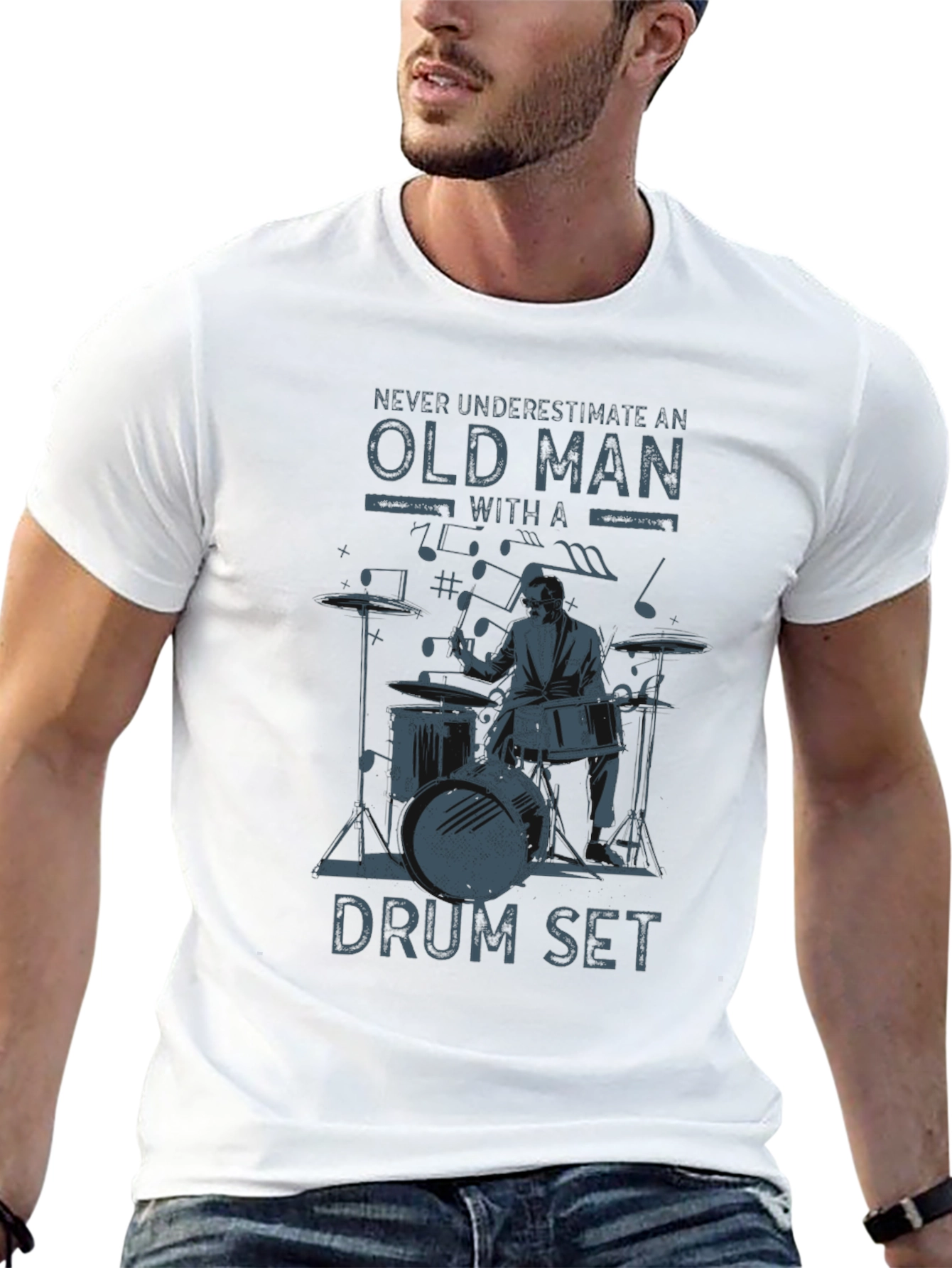 Old Man Drum Set Graphic Tee