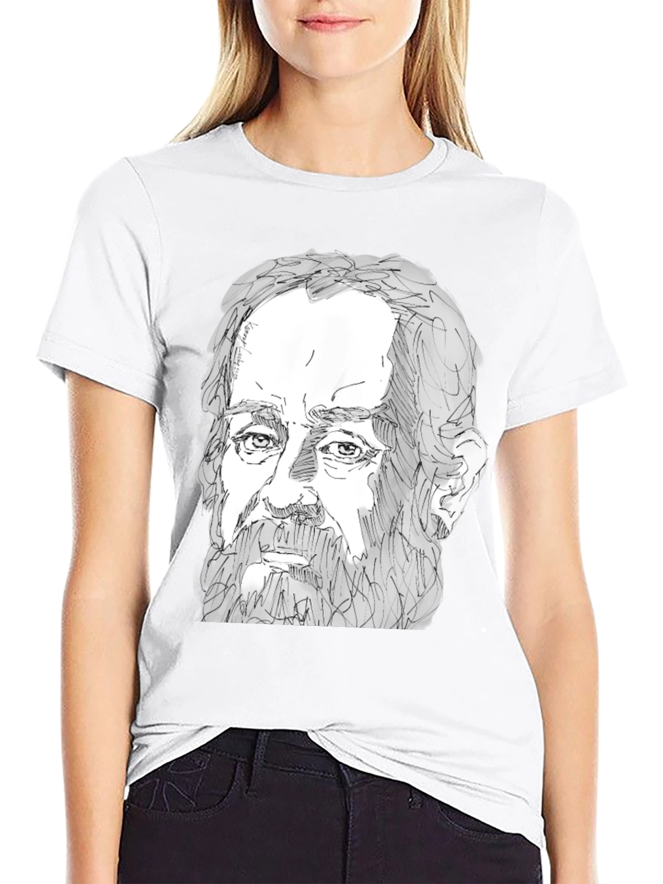 Sketch Portrait Black T-Shirt