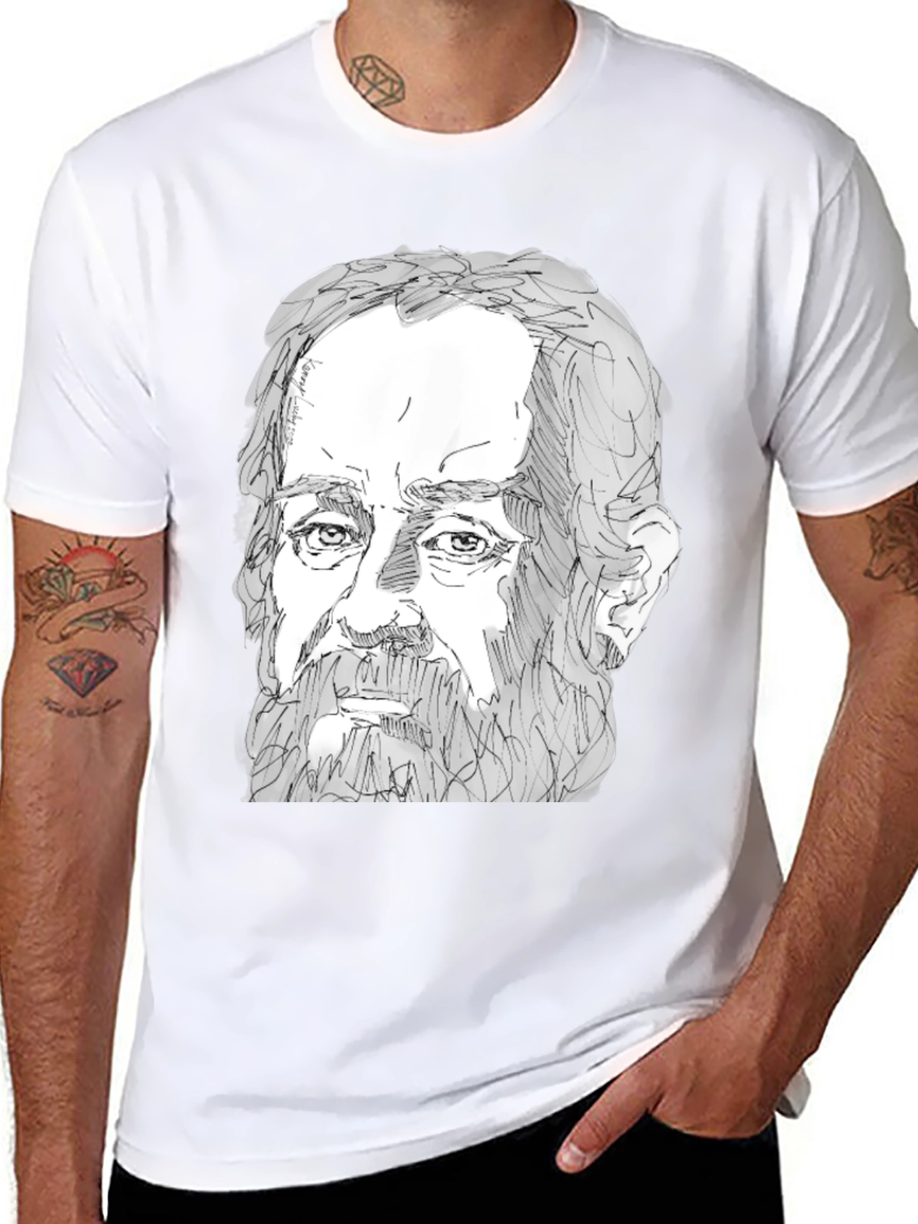 Sketch Portrait Black T-Shirt
