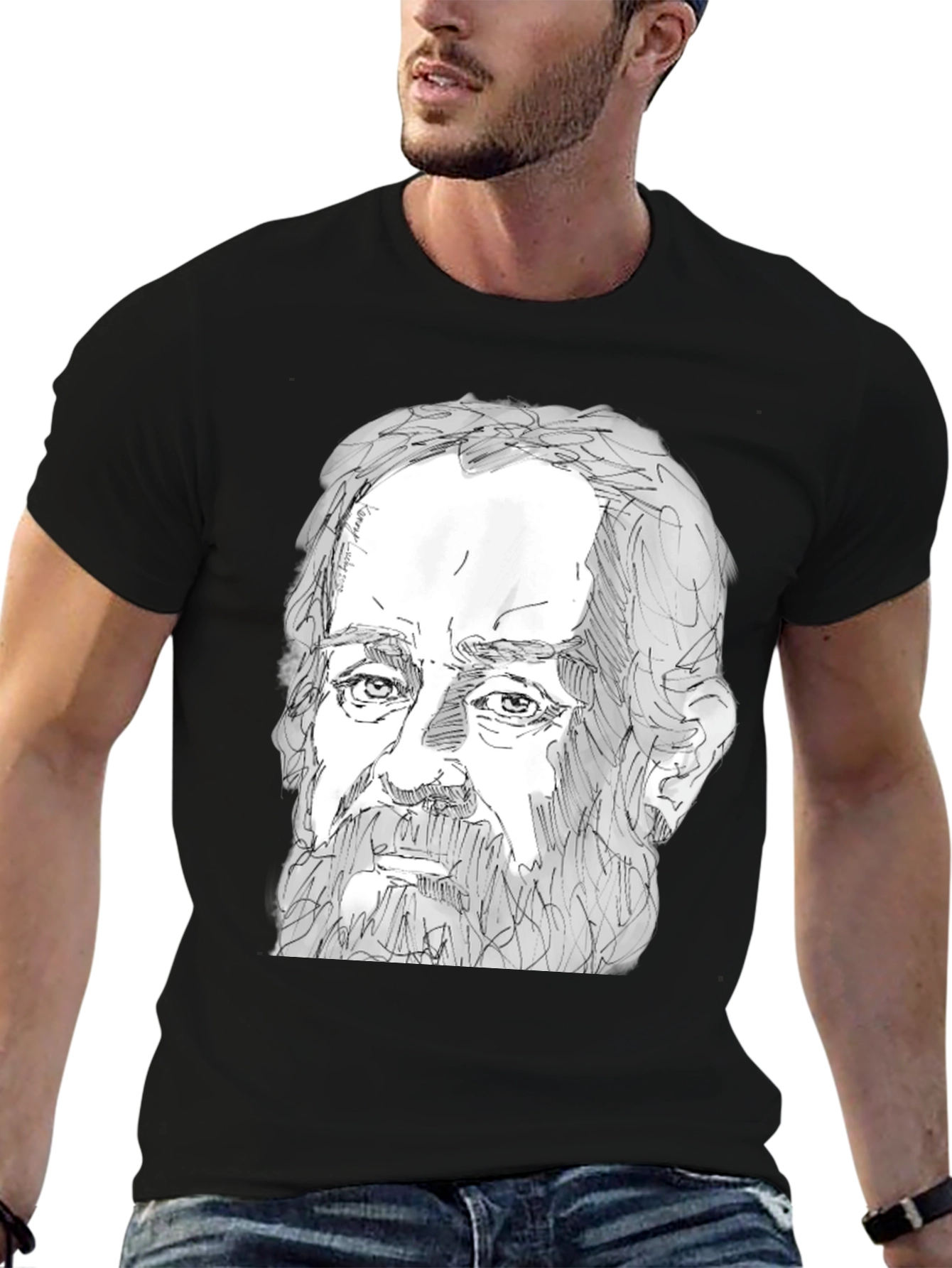 Sketch Portrait Black T-Shirt